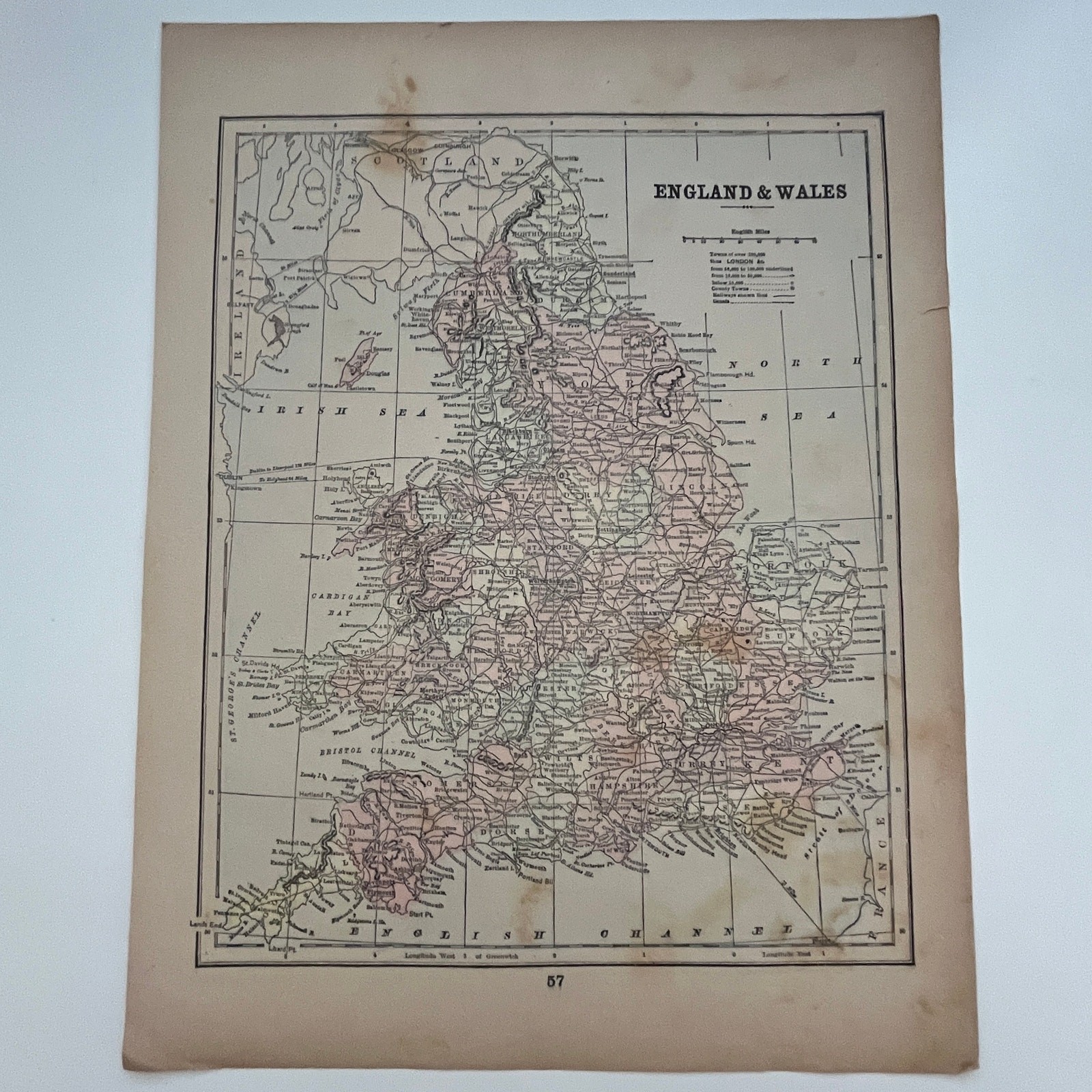 Map of England & Wales and Ireland 1894 Map SV1-6