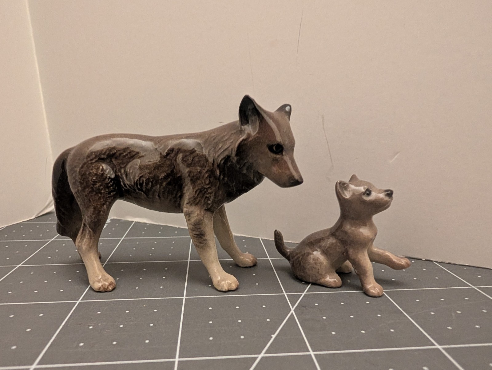 Retired Hagen Renaker Mama Wolf and cub