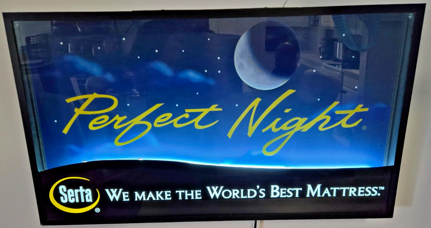 Serta Perfect Night Neon Store Adv. Sign Backlit Inline on\\off Switch Rare 40\ Serta Perfect Night Neon Store Adv. Sign Backlit Inline on\\off Switch Rare 40\