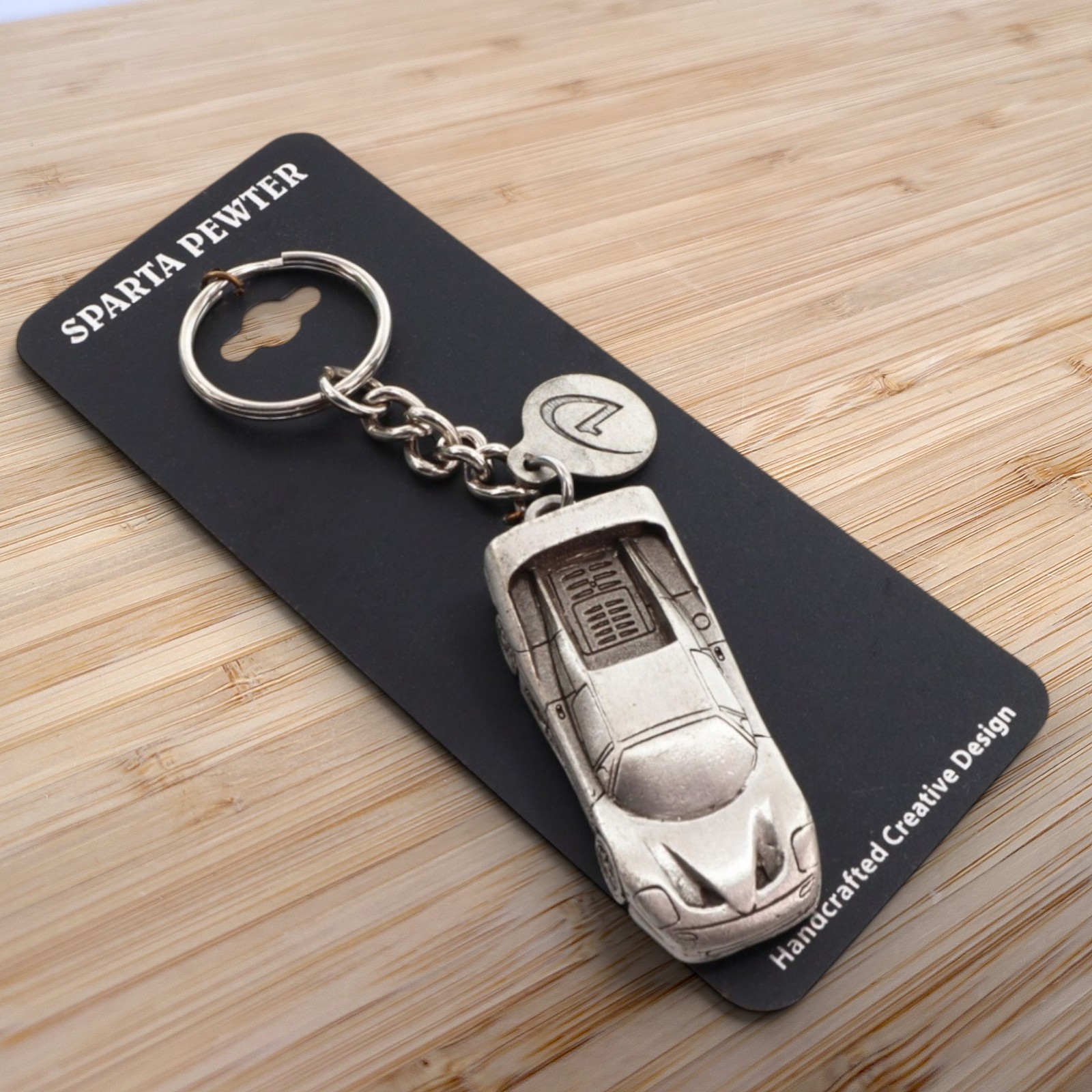 1995–1997 Ferrari F50 Sparta Pewter Sports Car Keychain Brand New with Card NWT