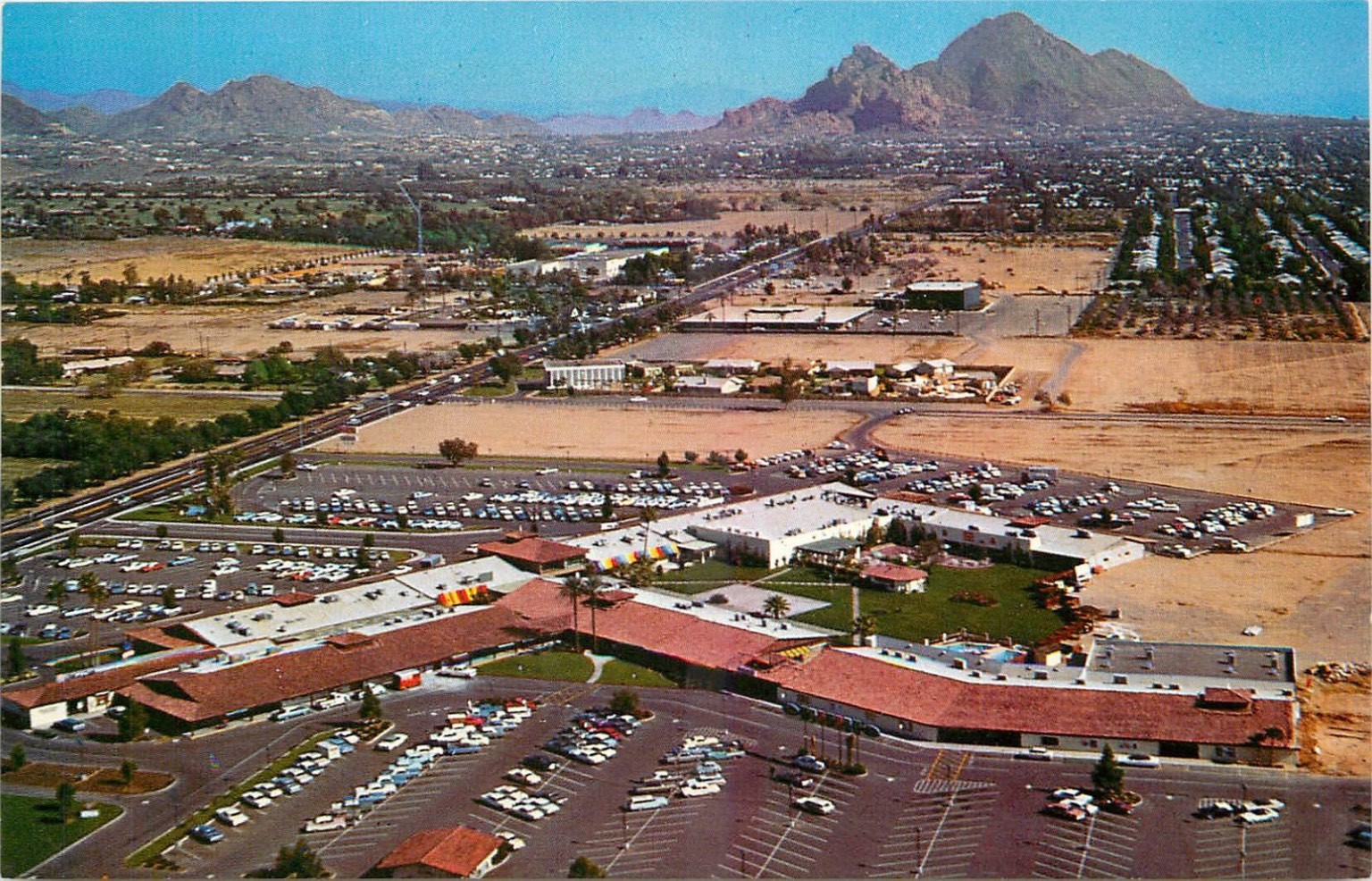 Phoenix AZ Town & Country Shopping Center Aerial View Postcard Vintage 1950s Phoenix AZ Town & Country Shopping Center Aerial View Postcard Vintage 1950s