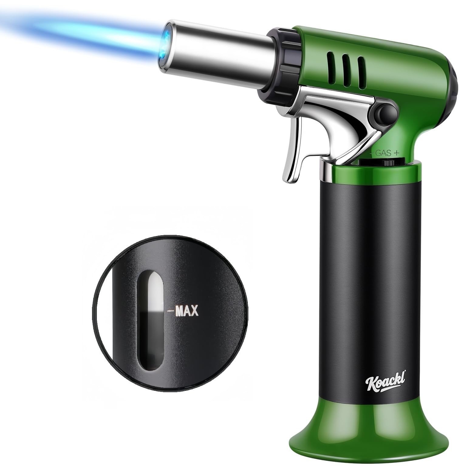 KOACKL Butane Torch, 360° Reverse Use Lighter for Cooking, Crafts & BBQ | Transp