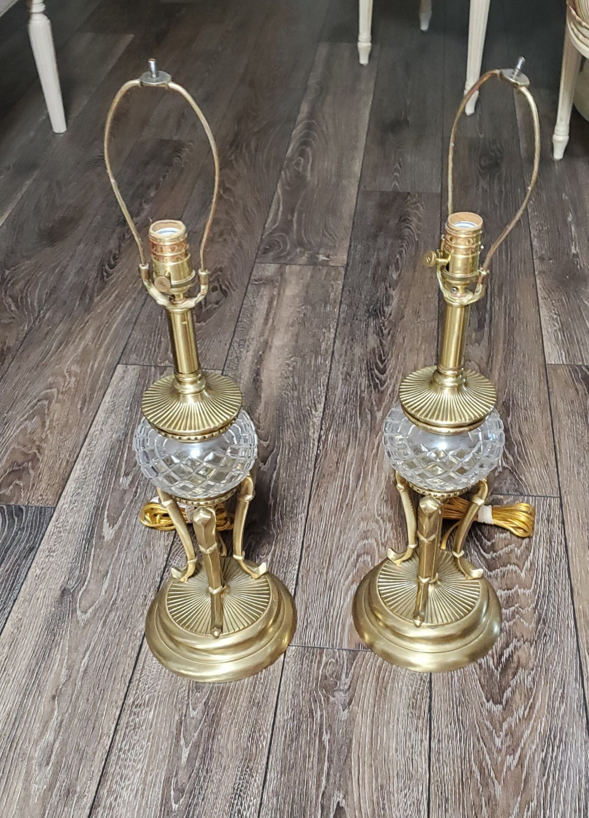 Vintage Bombay Co. Regency-Style Crystal & Satin Brass Table Lamp