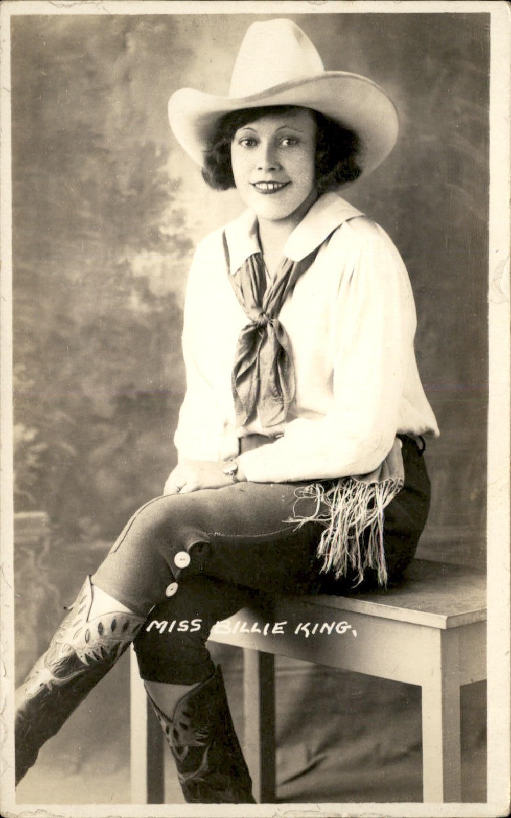 Cowgirl Billie King Portrait Studio Image c1920s-30s Real Photo Postcard bhn