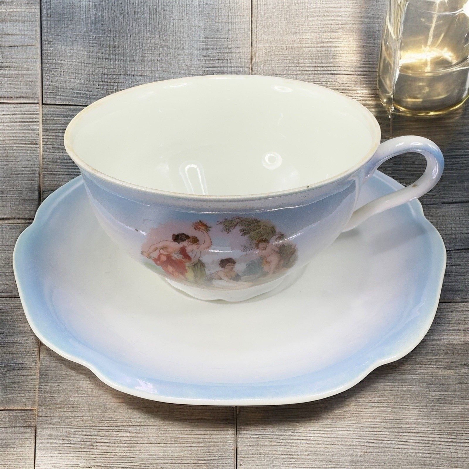 Haas & Czjzek Schlaggenwald Fine Porcelain Teacup And Saucer Set Portrait Scene Haas & Czjzek Schlaggenwald Fine Porcelain Teacup And Saucer Set Portrait Scene
