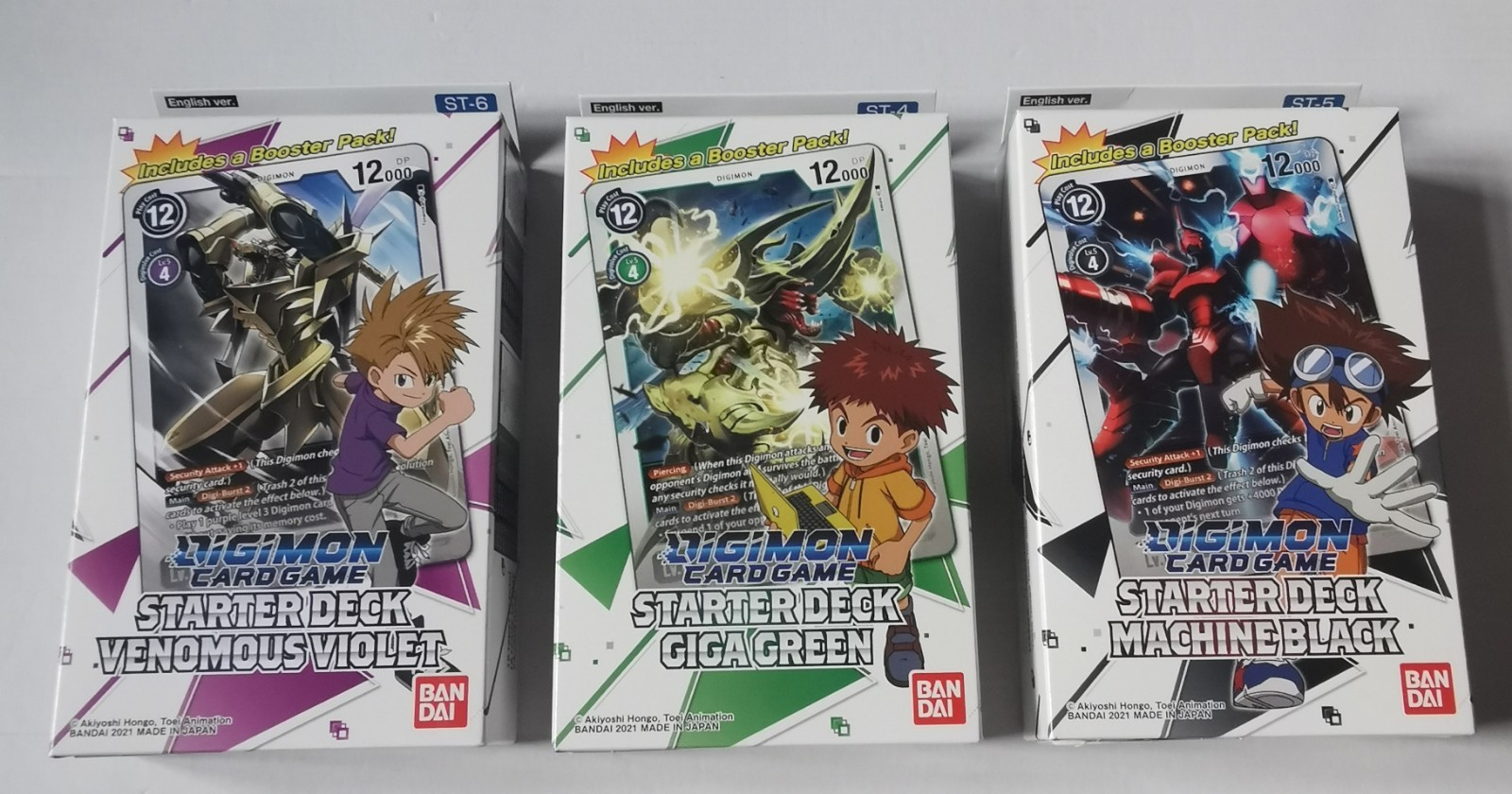 3x Digimon Card Game Starter Set Green Black Violet New Sealed