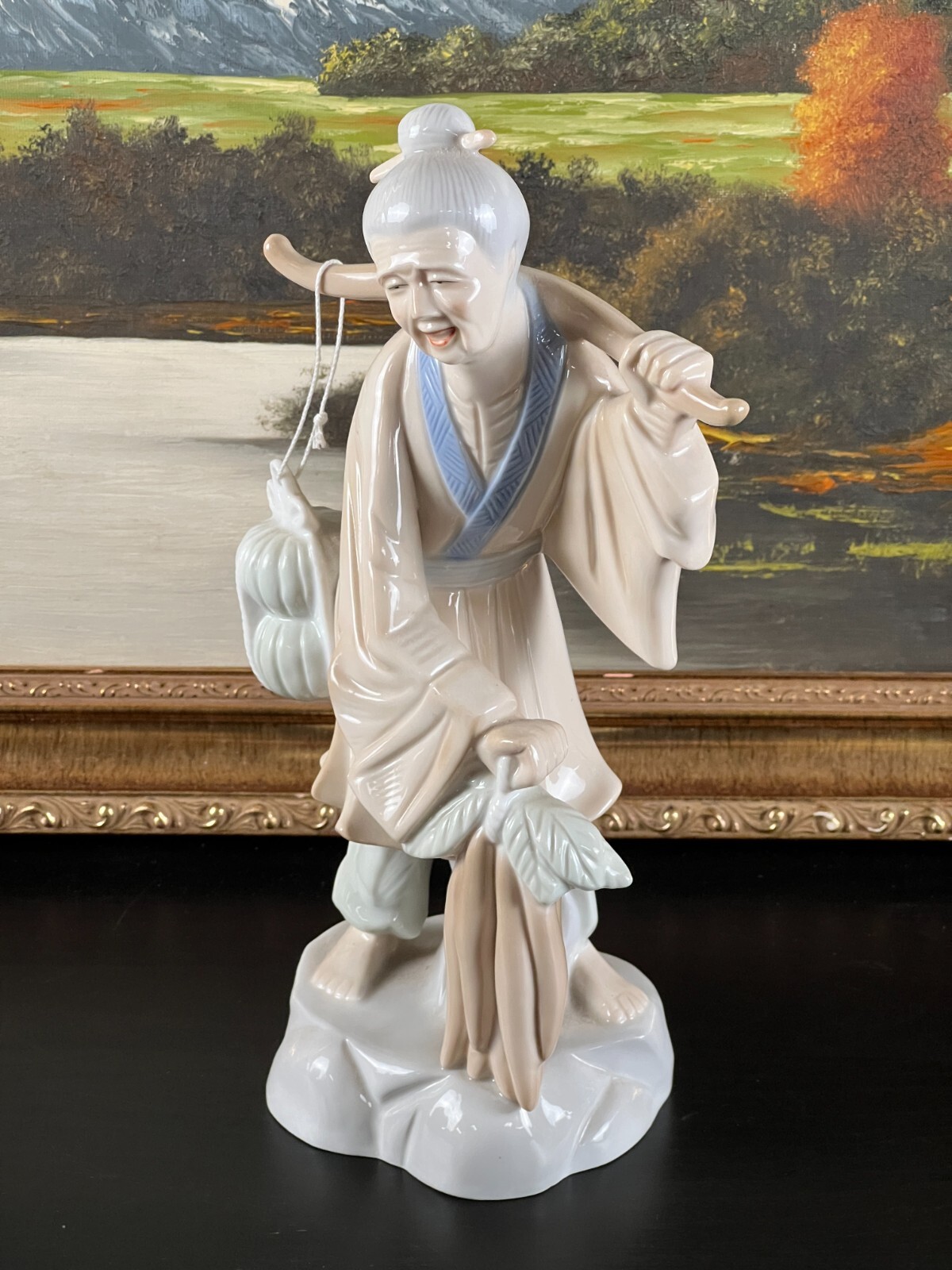 Vintage Oriental Fisherman Figurine