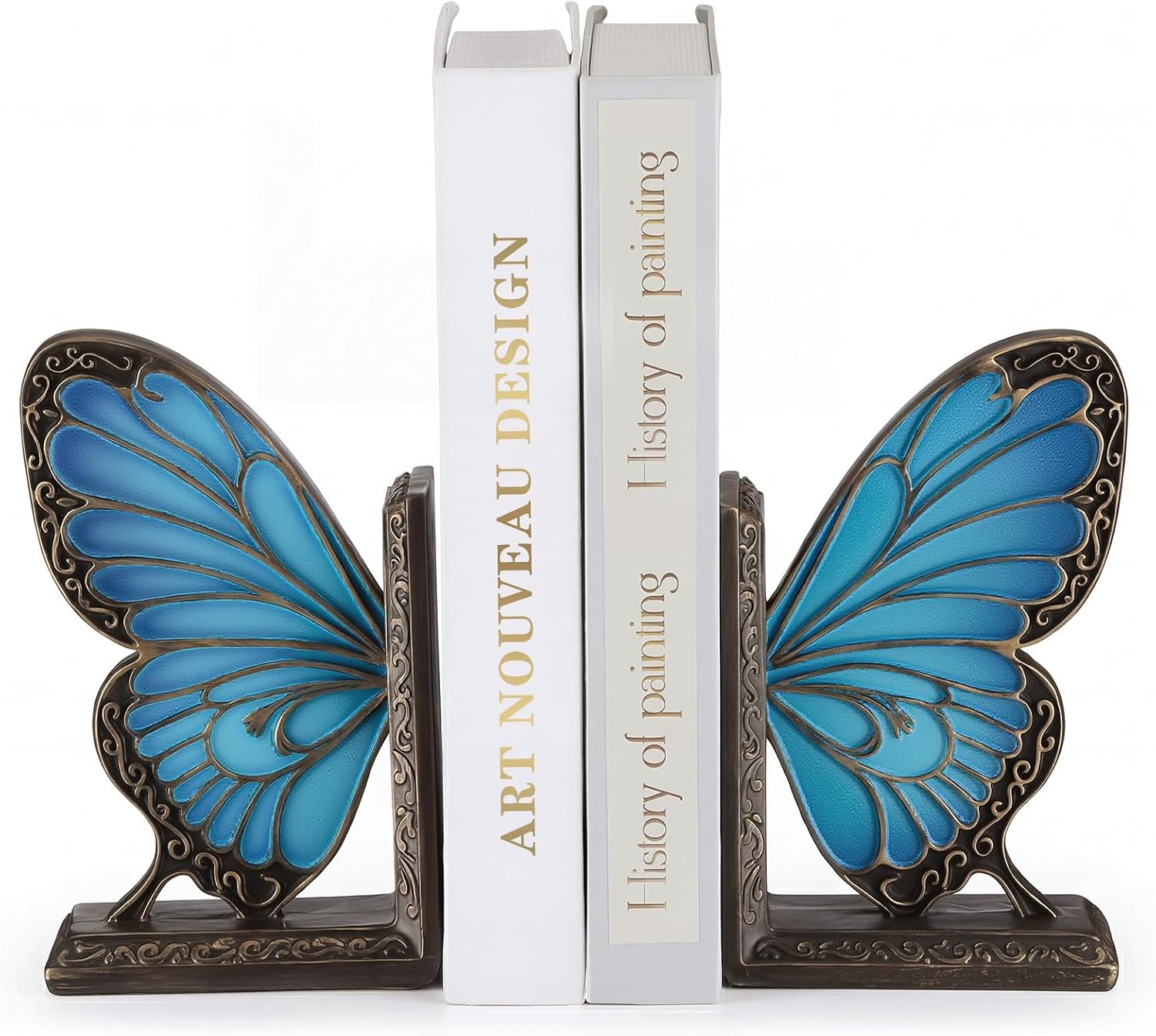 2 Pcs Blue Butterfly Book Ends Decorative Bookends