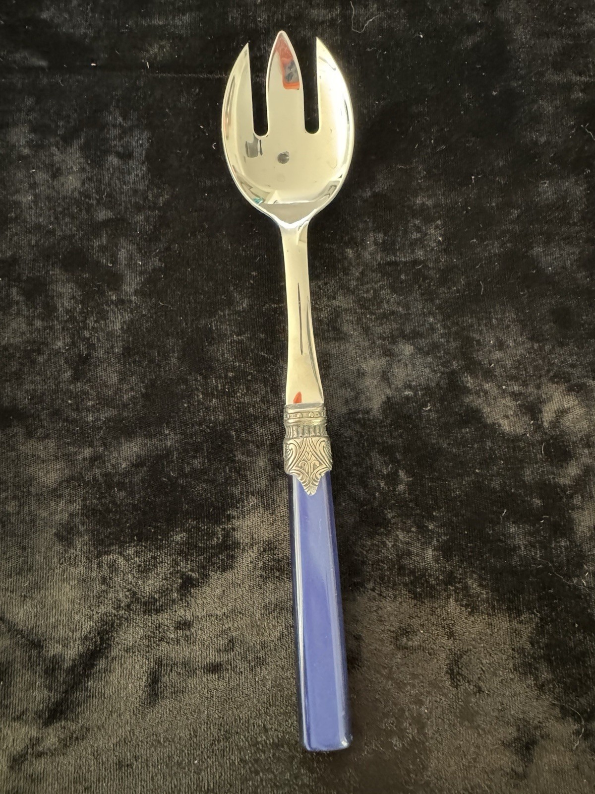 INOX ONE Salad Server Stainless Steel Made in Italy Cobalt Blue Acrylic Resin INOX ONE Salad Server Stainless Steel Made in Italy Cobalt Blue Acrylic Resin