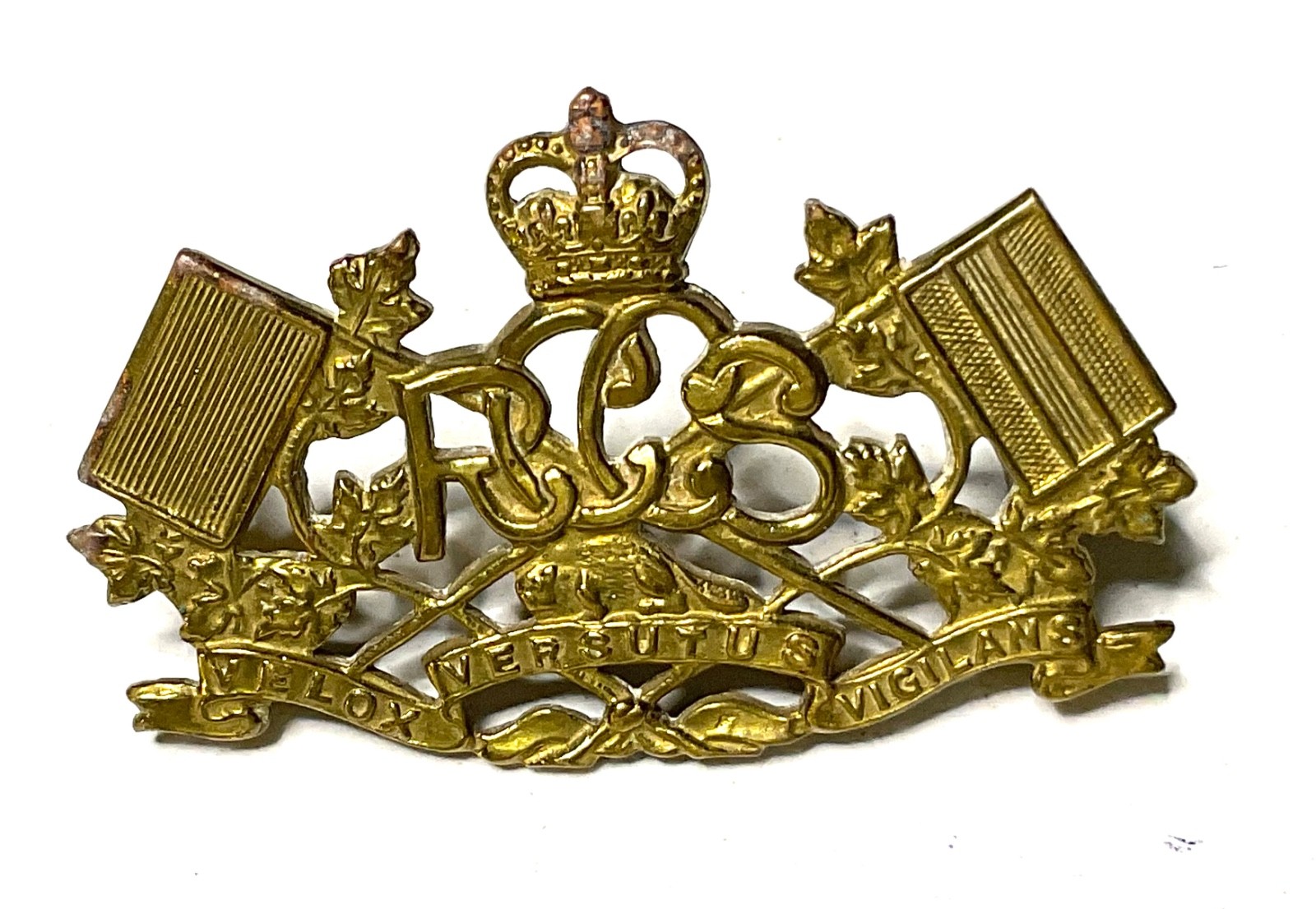 WWI Canadian Signal Corps CSC Cap Collar Badge 1908 Pattern Velox Versutus
