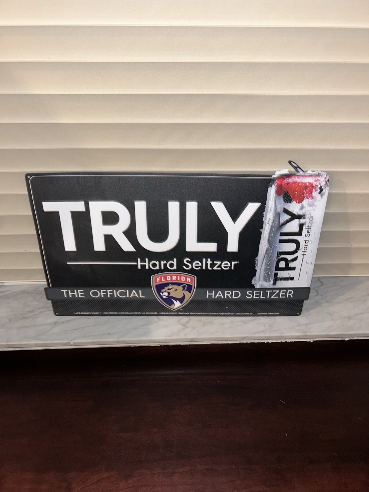 Florida Panthers NHL Truly Hard Seltzer Alcohol Ad Bar Tin Sign 12x20 New
