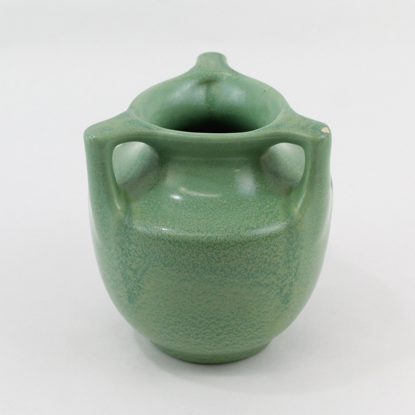 Haeger Geranium Leaf Green Triple Handle Vintage Pottery Vase 5