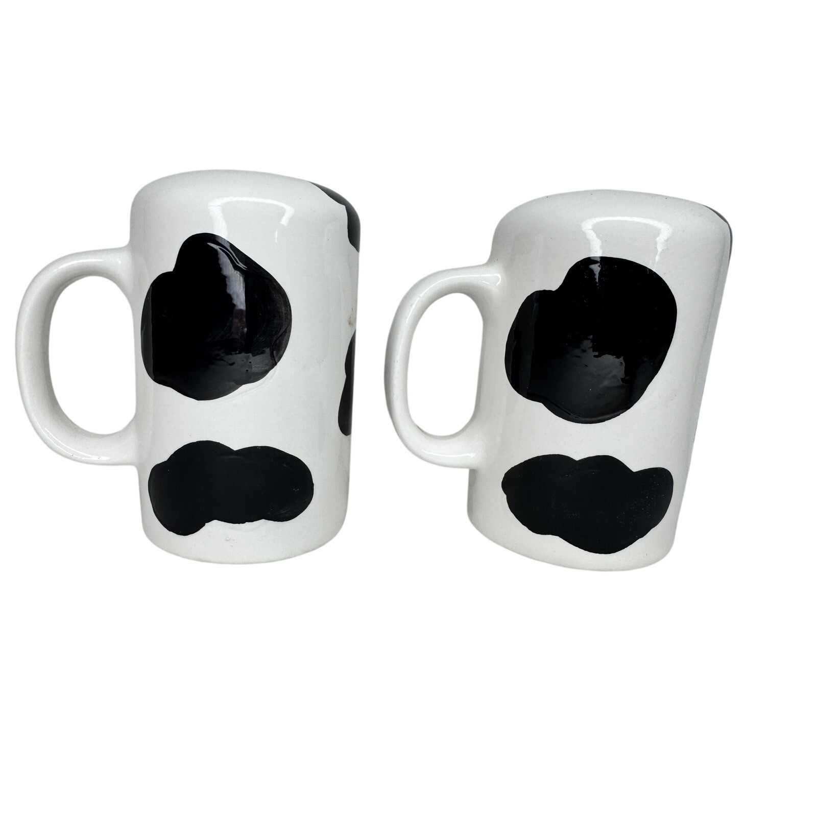 Cow Print Ceramic Salt and Pepper Shakers White Black Mug Style Set Moo Decor