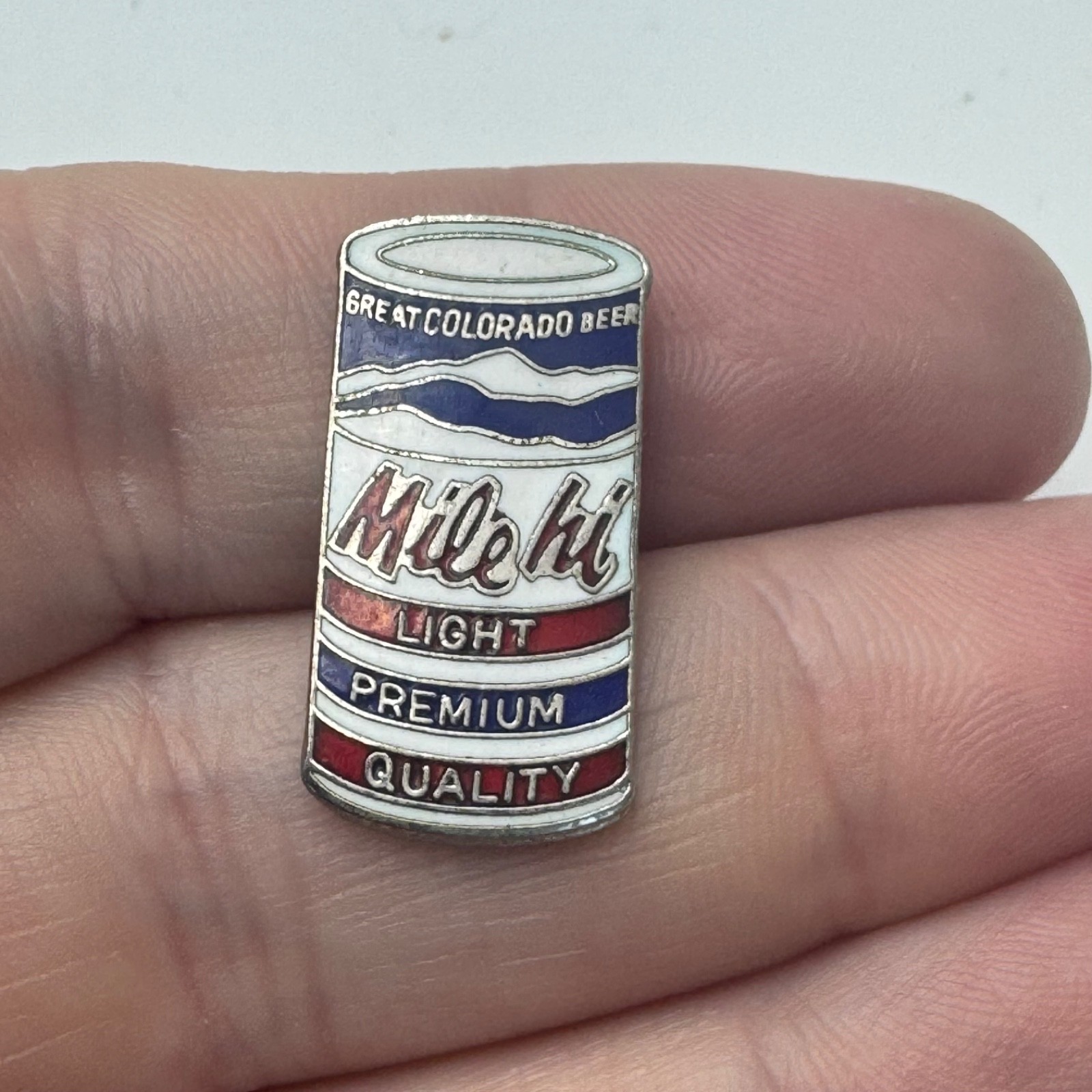 Vintage Mile Hi Light Beer Colorado Brewery Advertising Enamel Lapel Pin