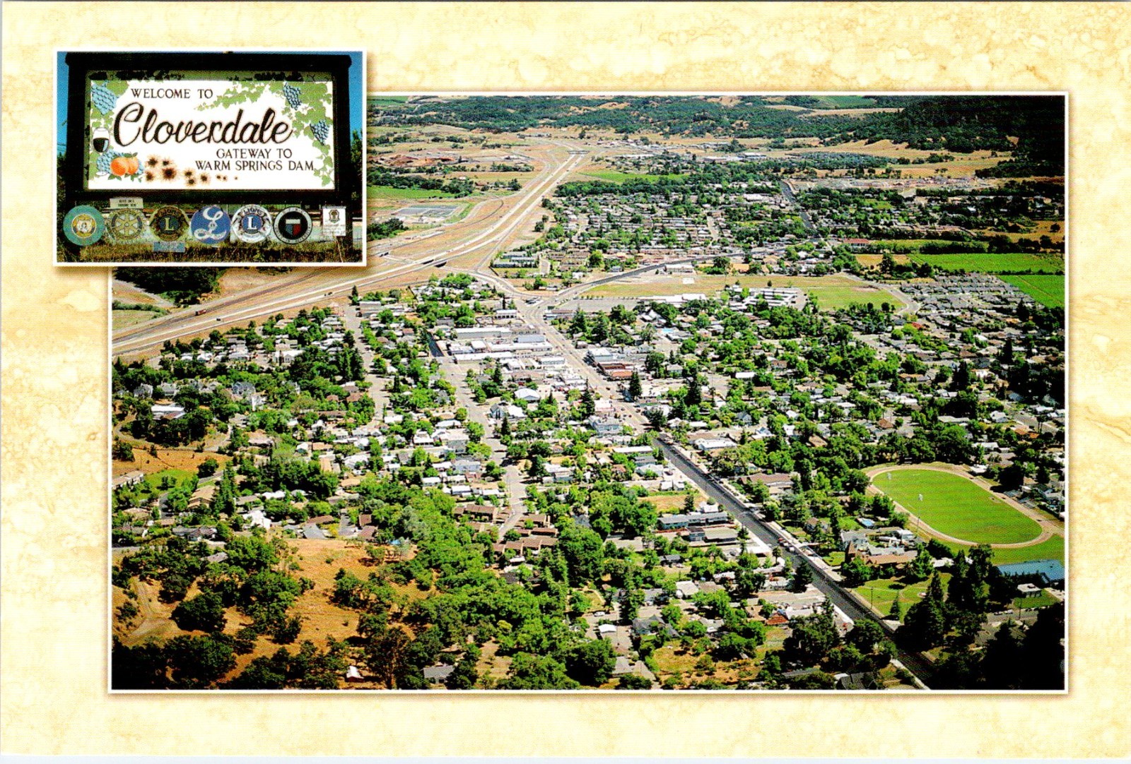 Cloverdale, CA California  BIRD\'S EYE VIEW  Sonoma County  4X6 Postcard