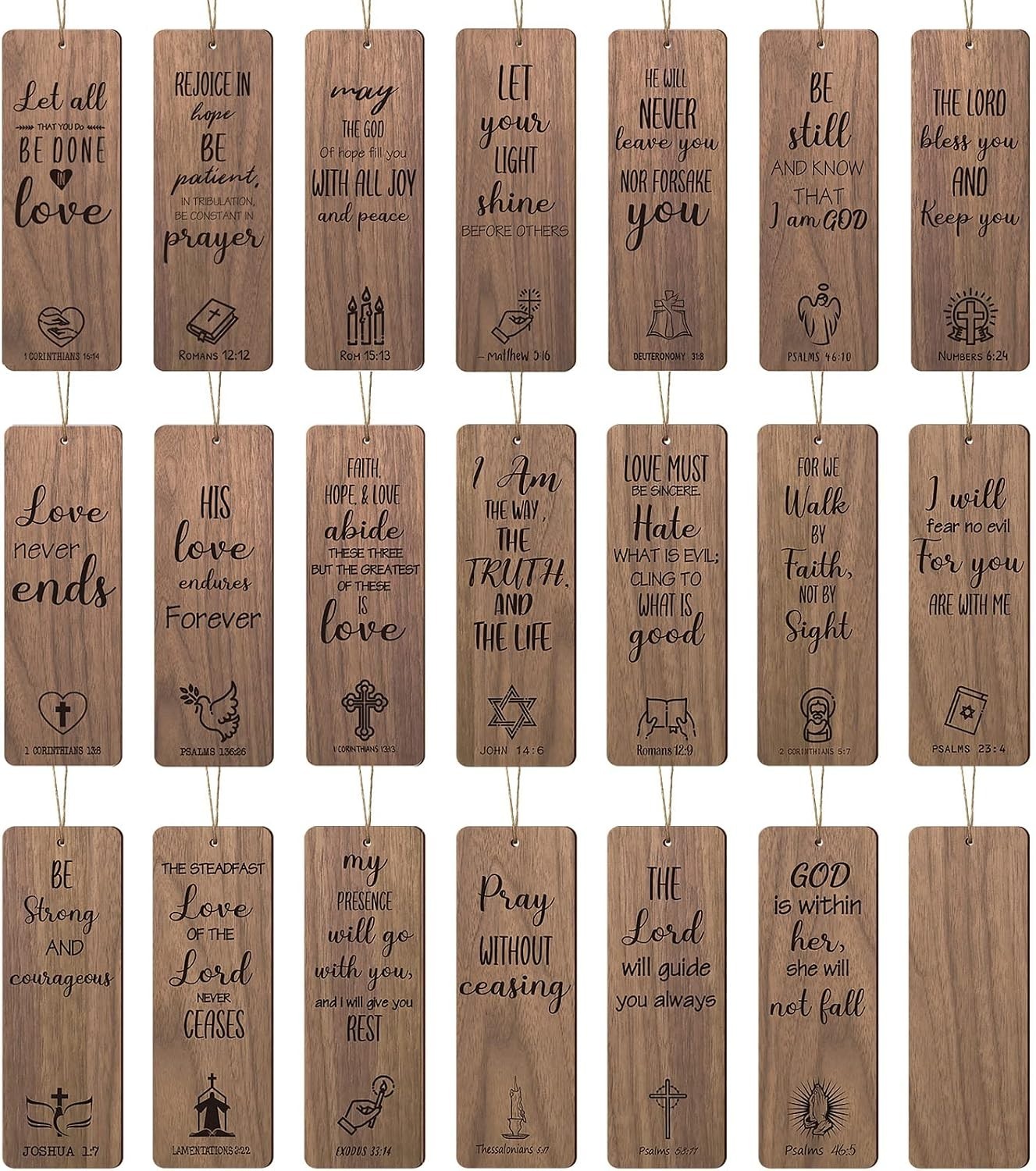 40 Pieces Wooden Christian Bookmarks Christian Church Gifts Bulk Religious Bi...