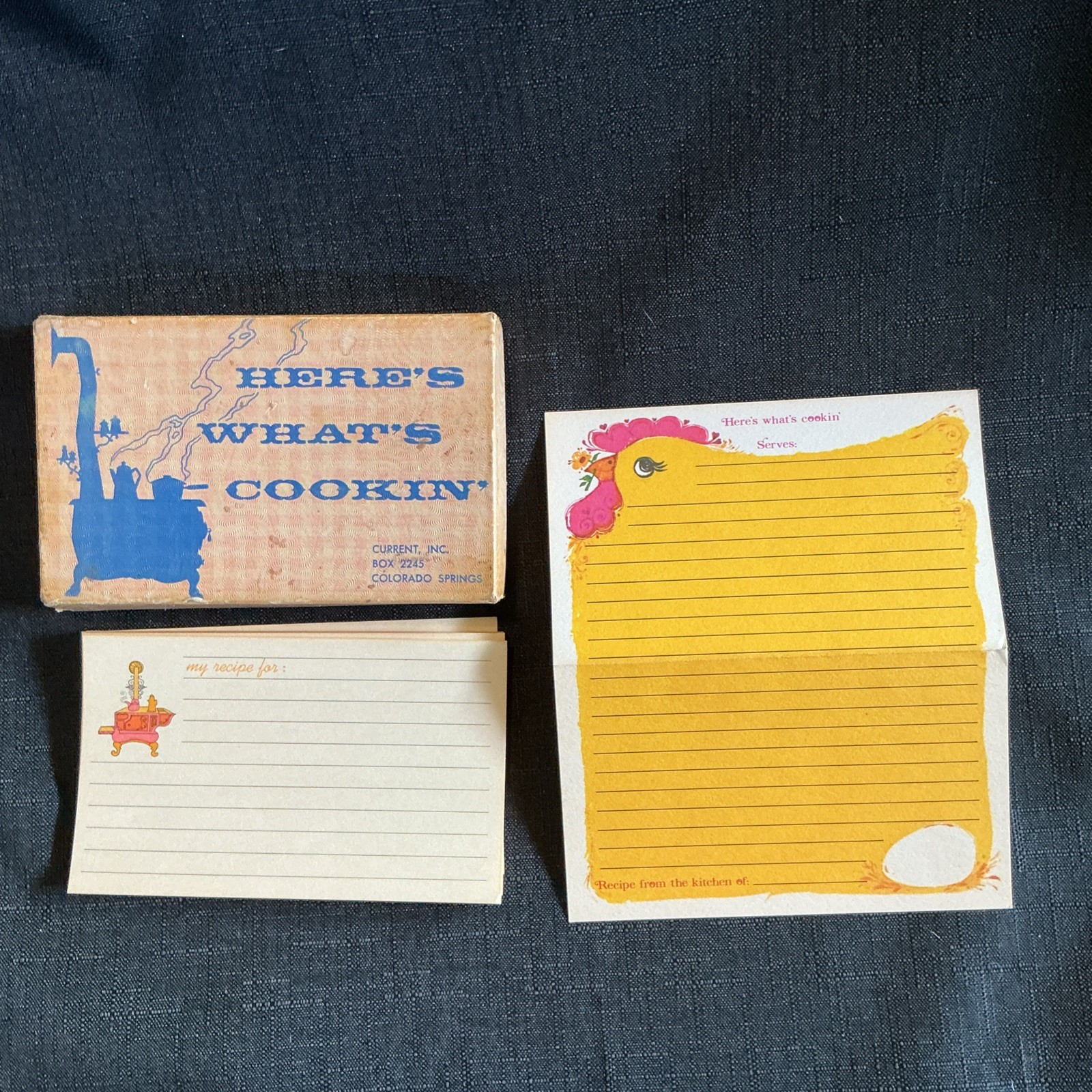 20 VTG “Here’s What’s Cooking” 3.5” x 5” Recipe Cards/Box Cottage Core 2 Designs