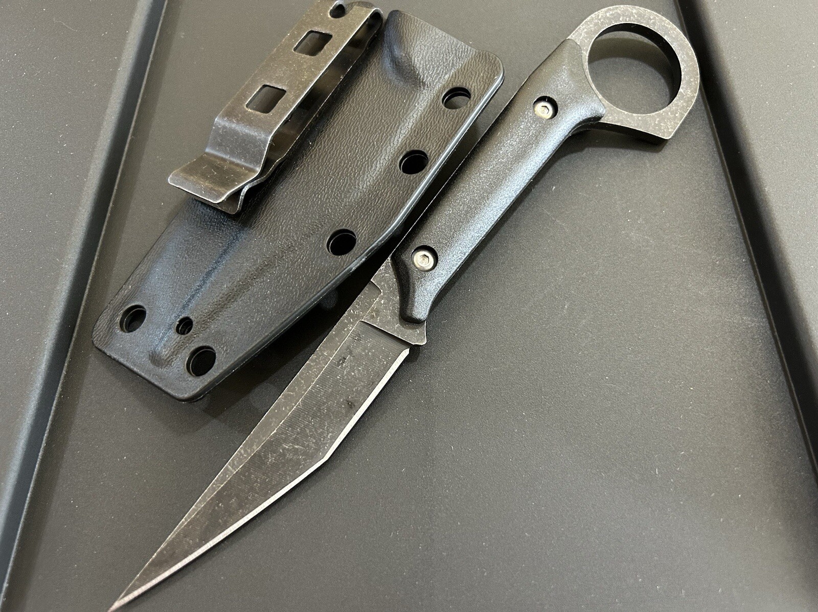 7.5” Stonewashed Tactical Survival Full Tang Hunting Knife with Sheath w/Clip 7.5” Stonewashed Tactical Survival Full Tang Hunting Knife with Sheath w/Clip