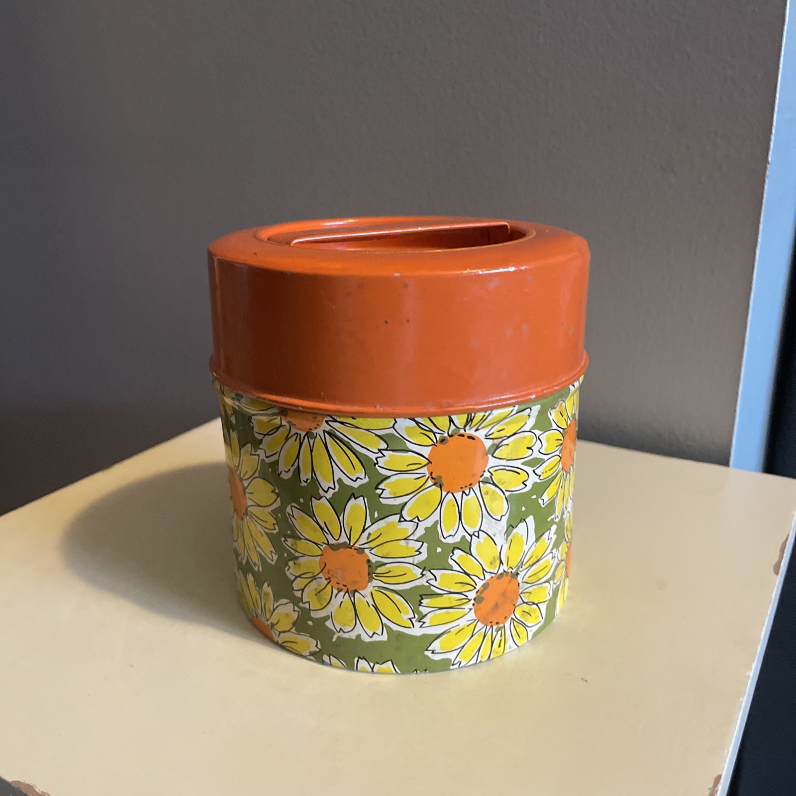 Vintage Counterpoint Canister Flower Power Yellow Orange Daisy Japan 70s As is