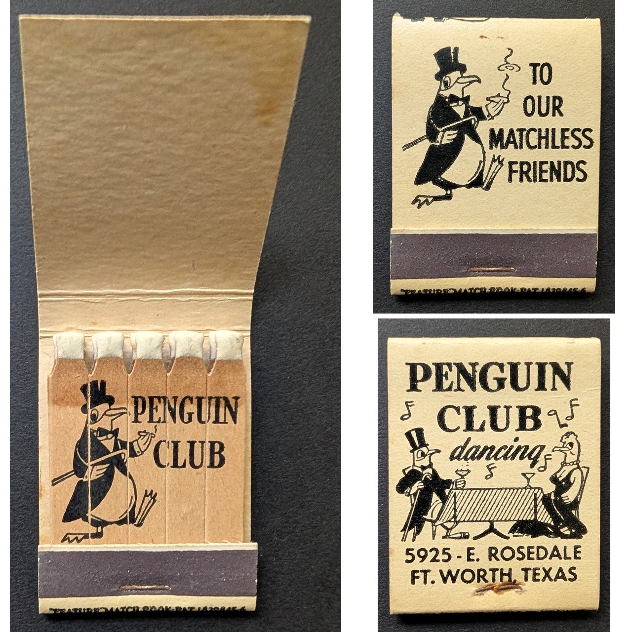 Feature Matchbook Penguin Club Fort Worth TX