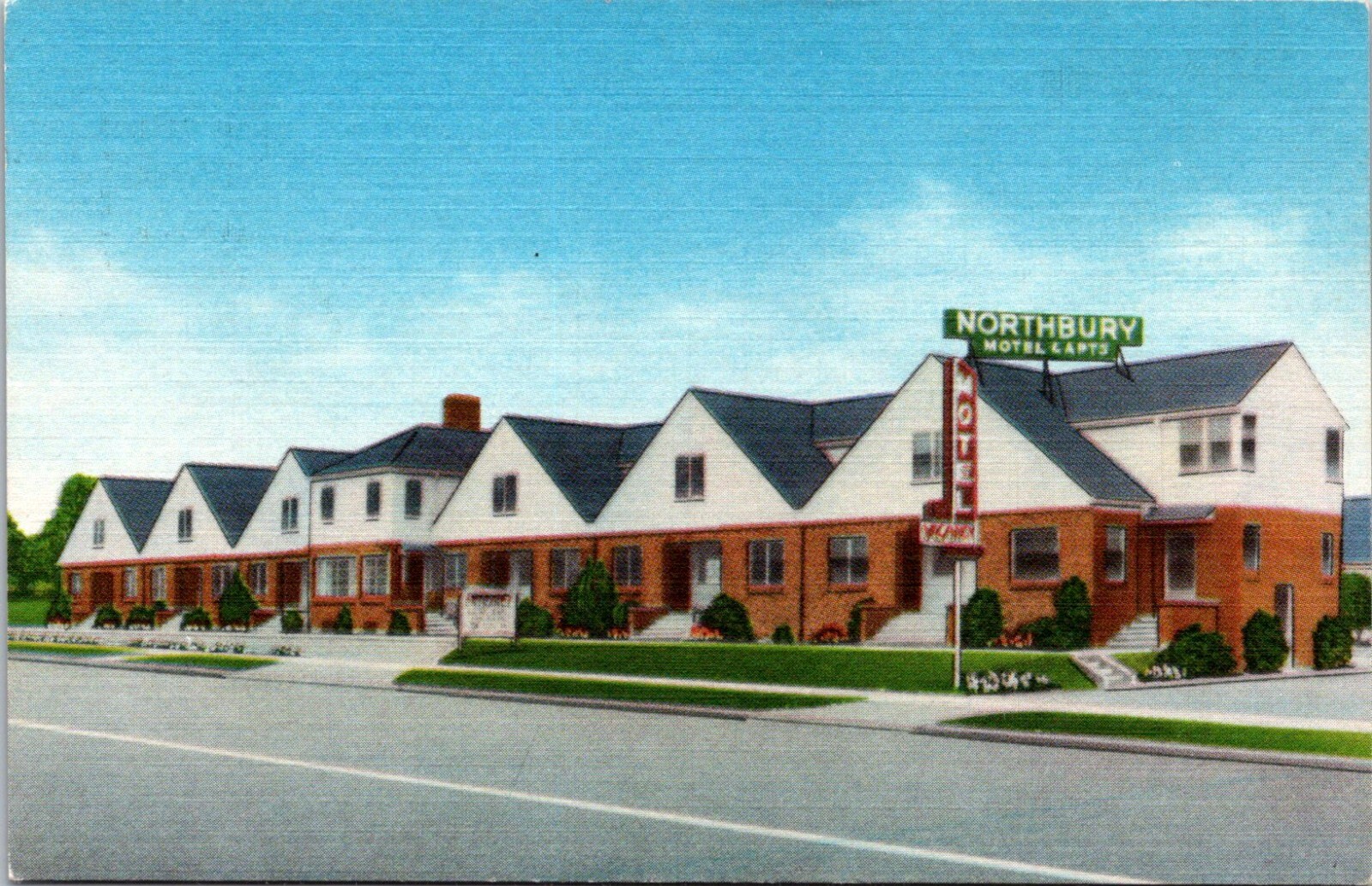 Northbury Motel Apartments Portland OR Exterior Oregon linen postcard P3