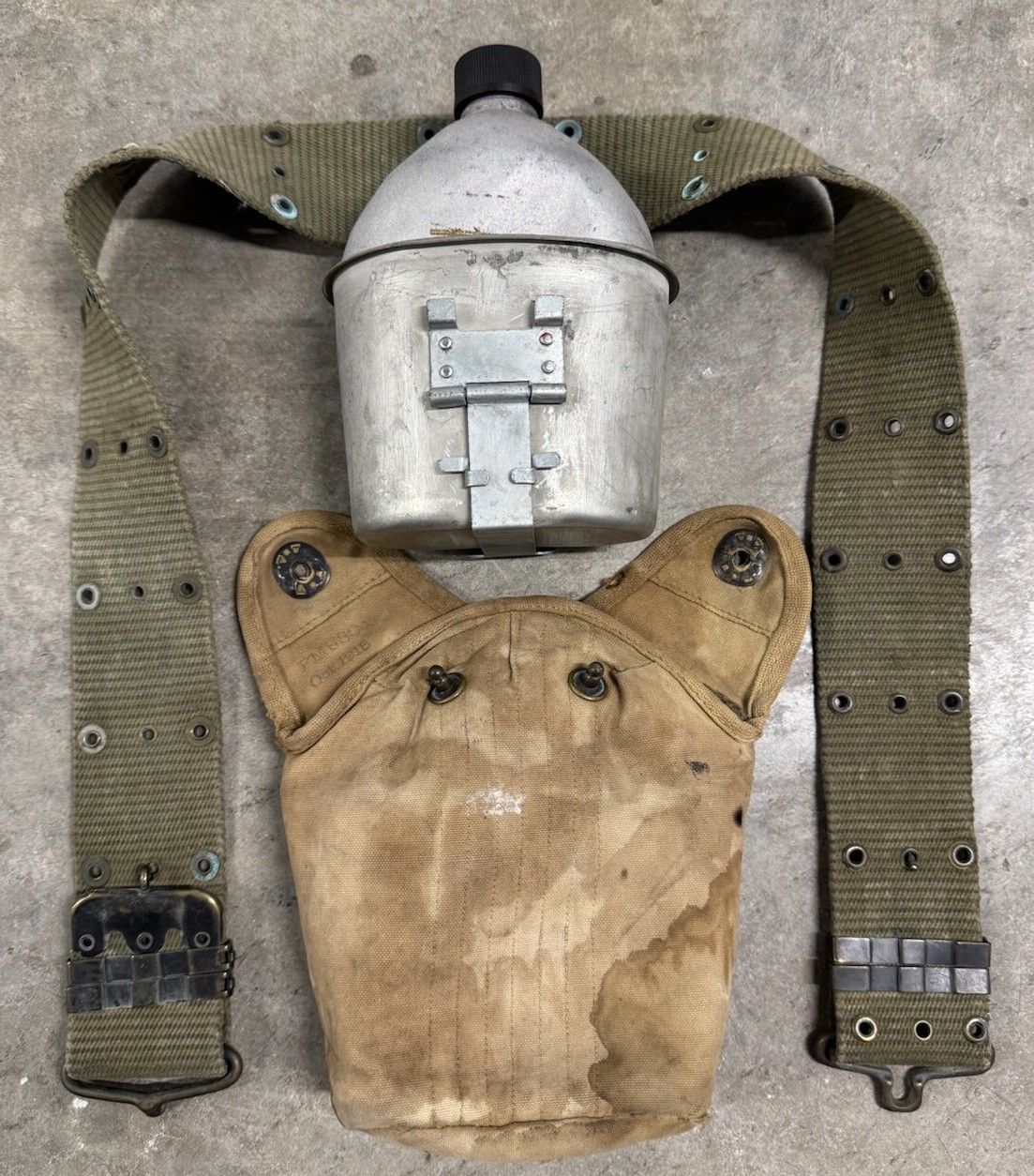 WW1 US Army M1910 Canteen Cover 1918 WW2 Canteen 1943 Web Belt Original Lot