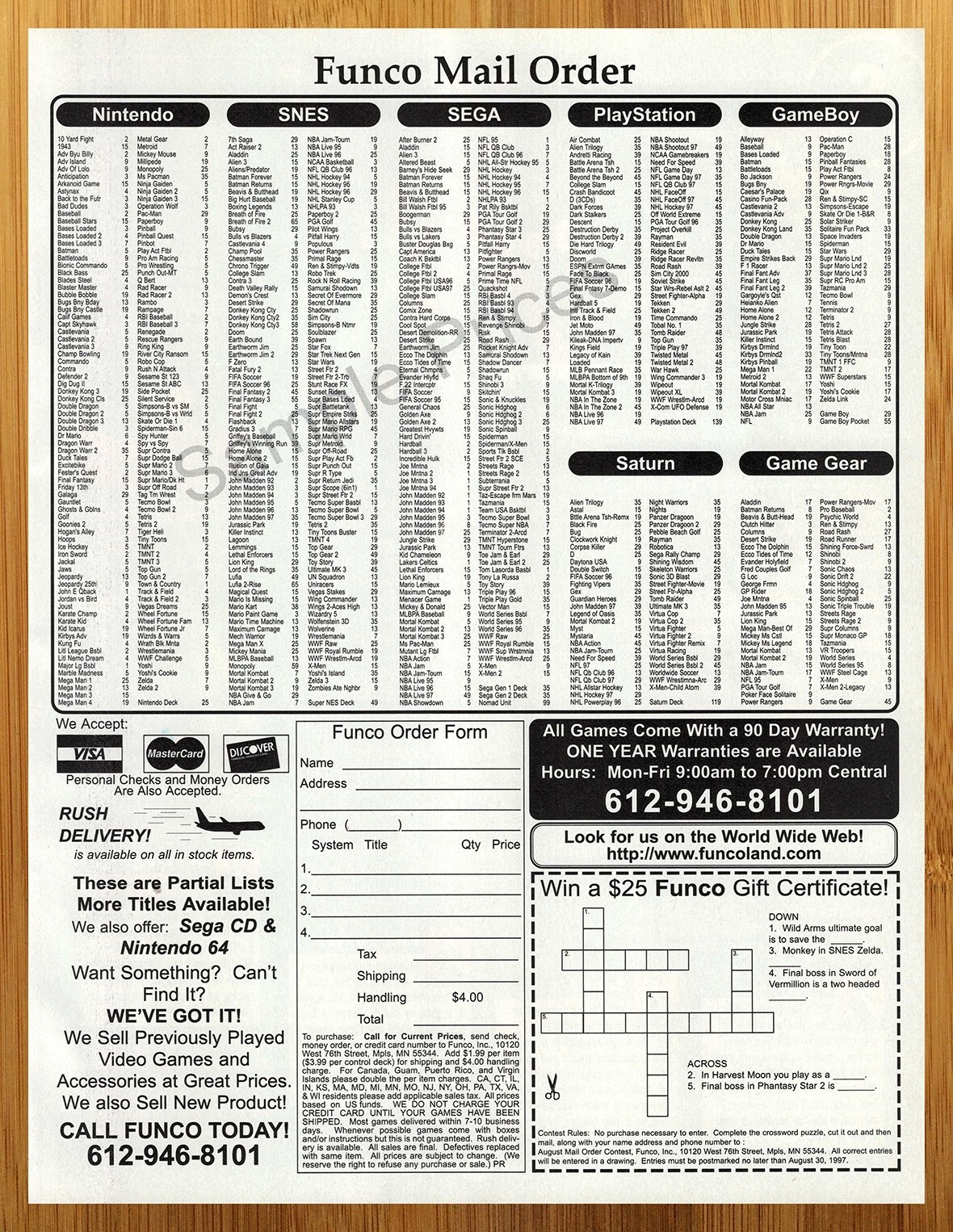 1997 Funcoland Video Game Mail Order Vintage Print Ad/Poster Authentic Promo Art