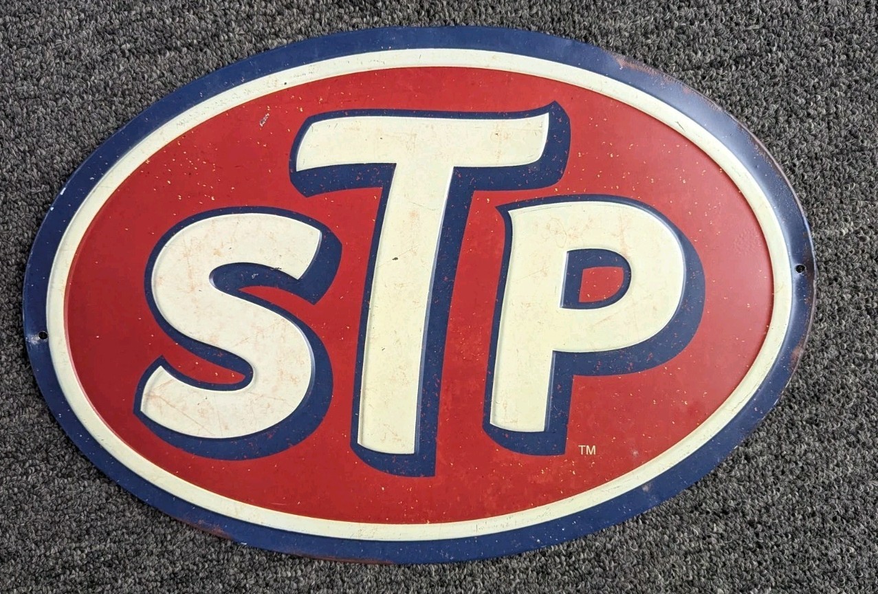 STP Reproduction Metal Embossed Sign Distressed 16\