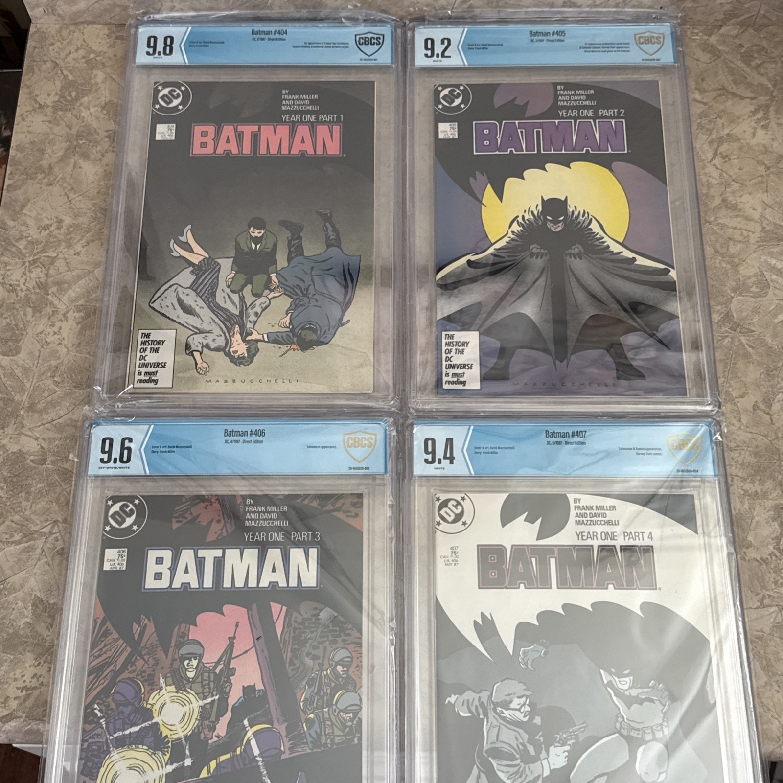 Batman #404-407 CGC Year One Complete Set 9.8 9.2 9.6 9.4 Miller 1987