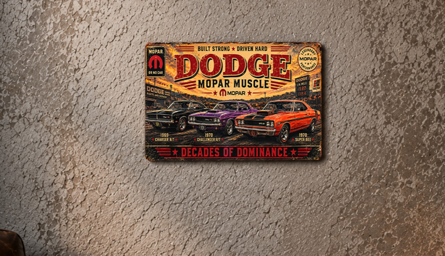 Dodge Mopar Muscle Decades of Garage Sign Automotive Decor Aluminum Metal Sign