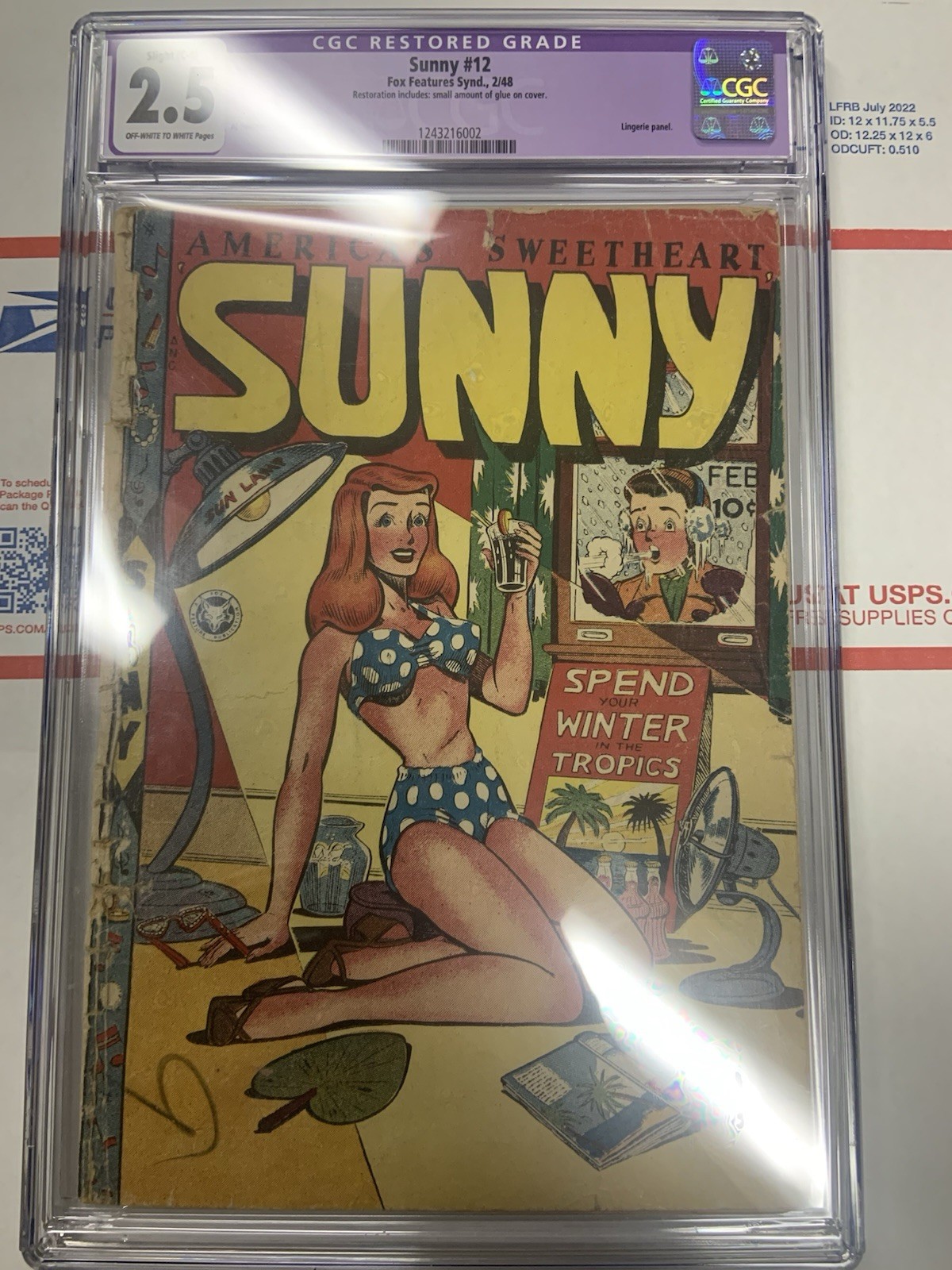 Sunny #12 1948) - Classic Good Girl Bikini Cover GGA - CGC 2.5 Restored