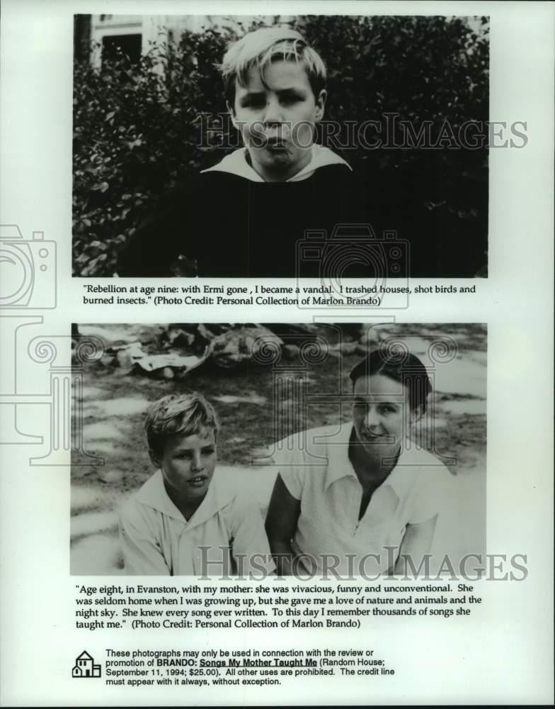 1994 Press Photo Marlon Brando and his mother in his younger years - lrp16826