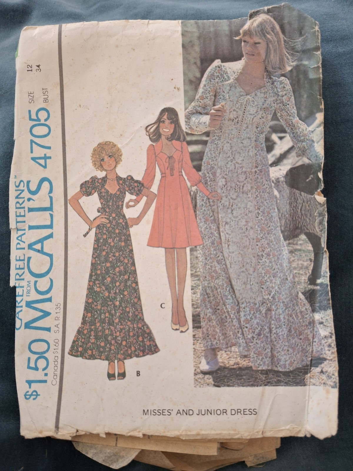 Vintage McCalls Dress Pattern 4705 Bust 34