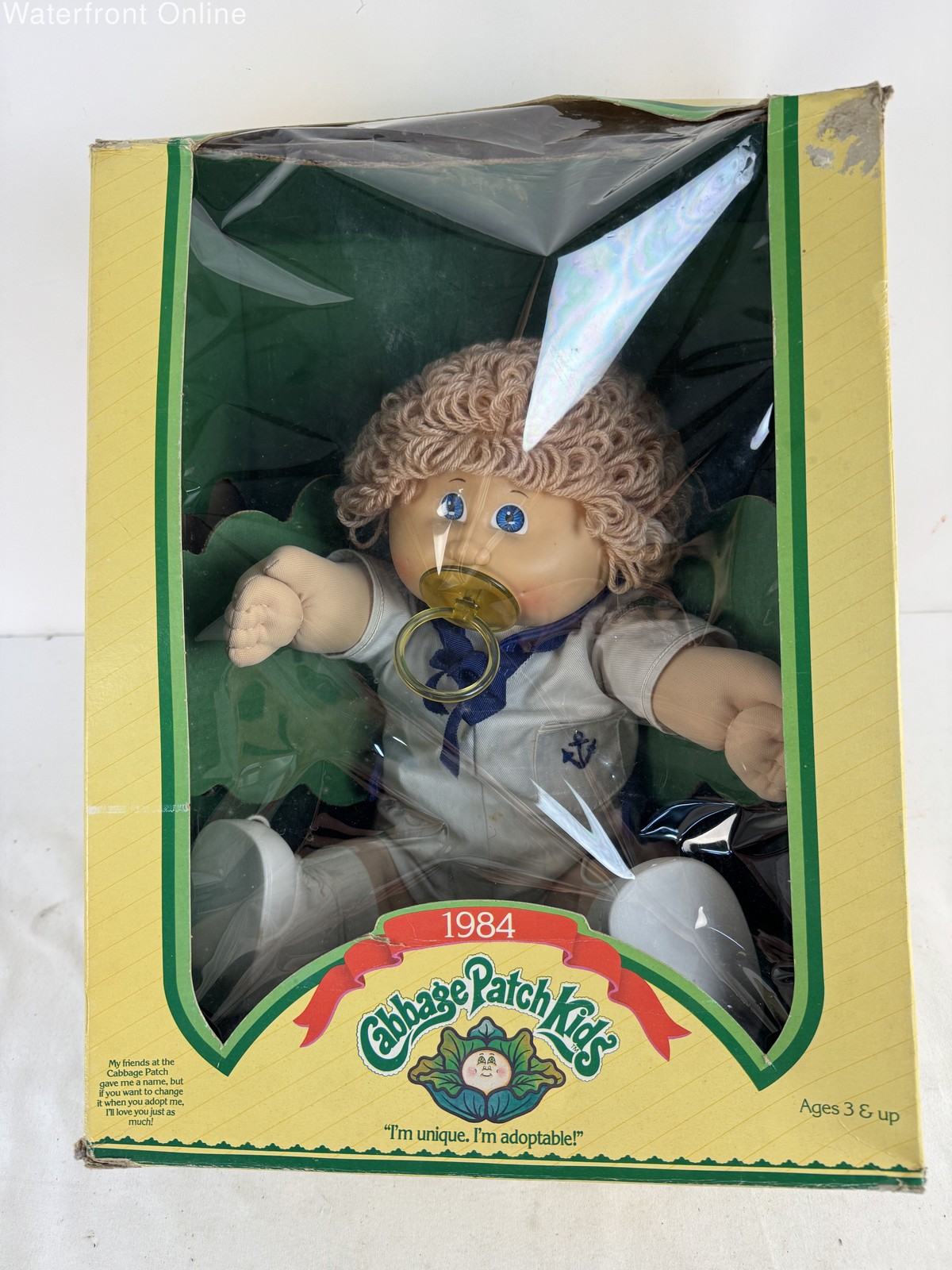 VTG 1984 Cabbage Patch Kids Preemie Boy Doll Pacifier Sailor Outfit Coleco 3900