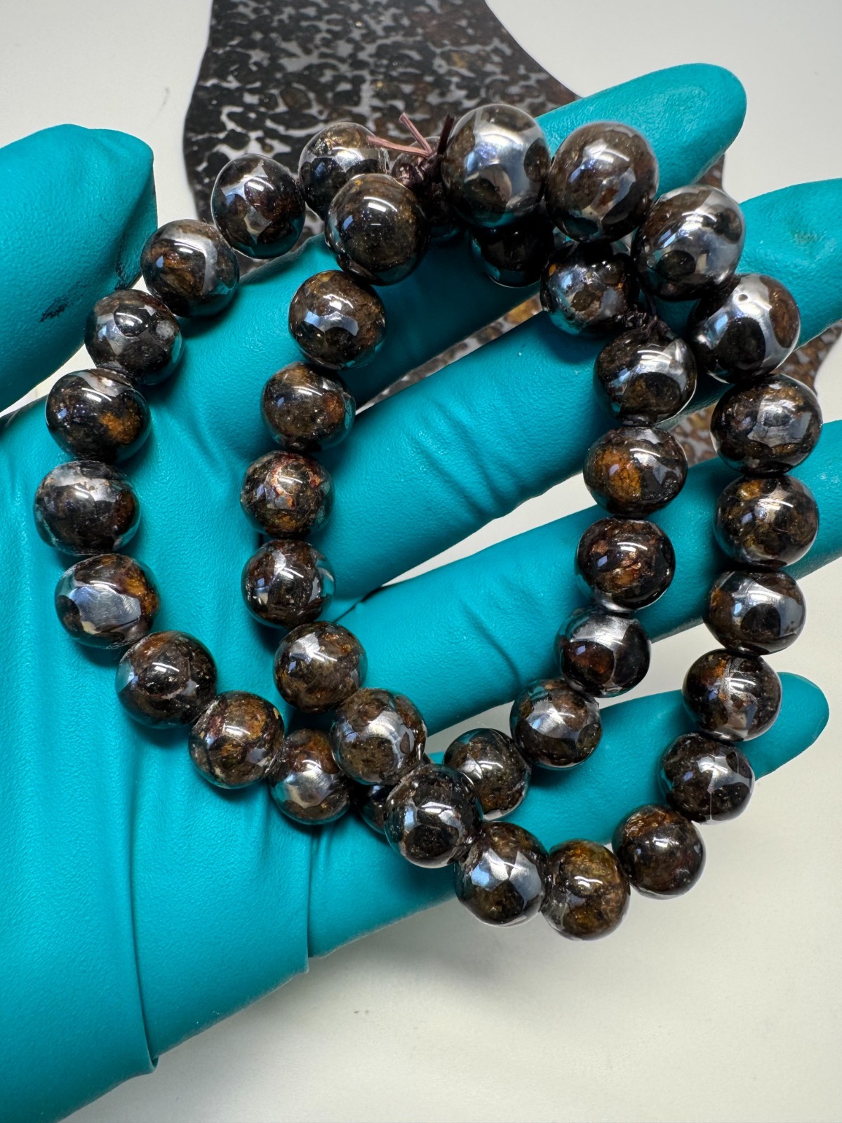 Sericho Pallasite Meteorite Bracelet 10mm Beads  1PCS With A Certificate