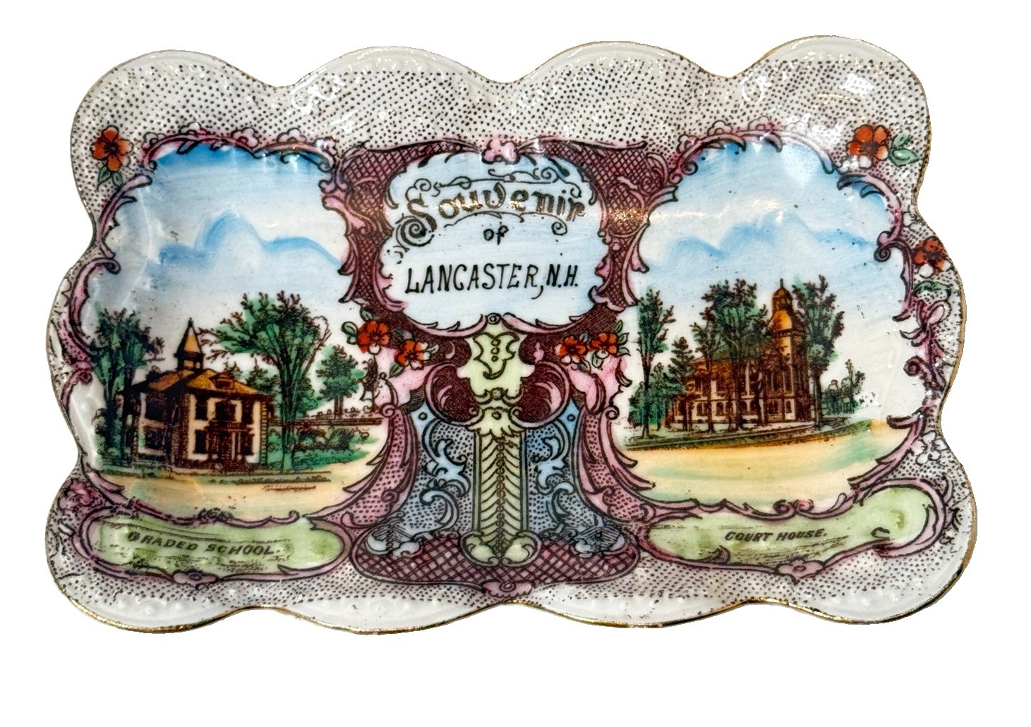 LANCASTER NH NEW HAMPSHIRE Souvenir  Porcelain TRINKET Dish Change Plate