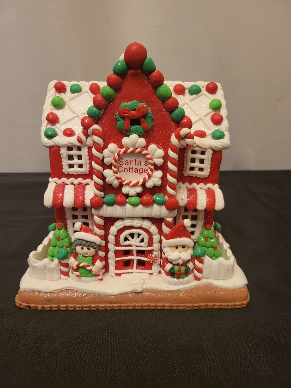 Illuminated 9” Gingerbread House Santa’s Cottage w/Santa and Mrs Clause-Tested Illuminated 9” Gingerbread House Santa’s Cottage w/Santa and Mrs Clause-Tested