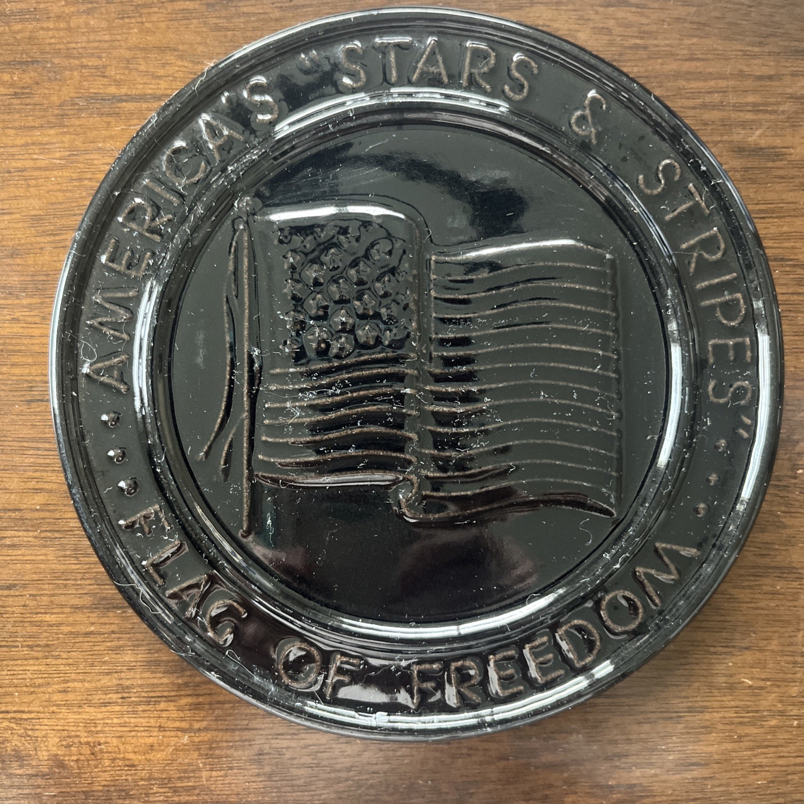 Frankoma Pottery Trivet Stars & Stripes Flag of Freedom in Black