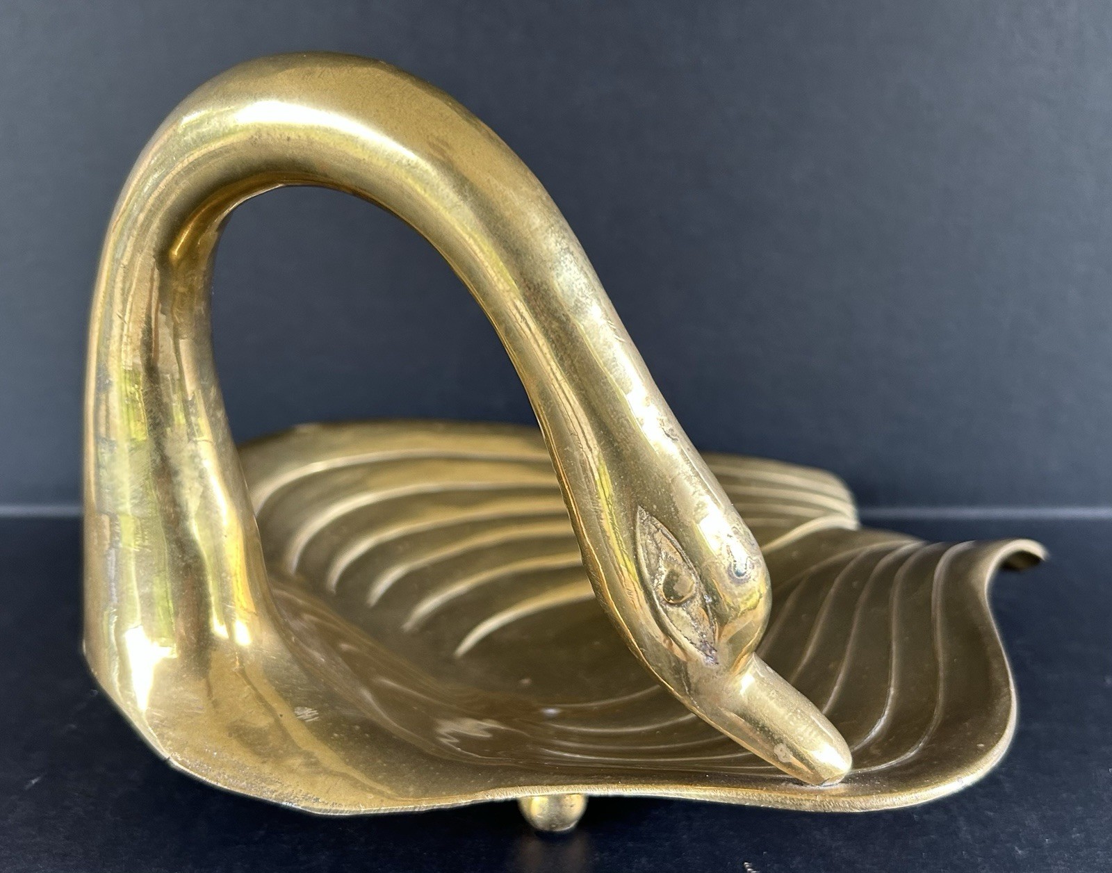 MCM Solid Brass Swan Figural Trinket Dish Vintage Mid Century Regency MCM Solid Brass Swan Figural Trinket Dish Vintage Mid Century Regency