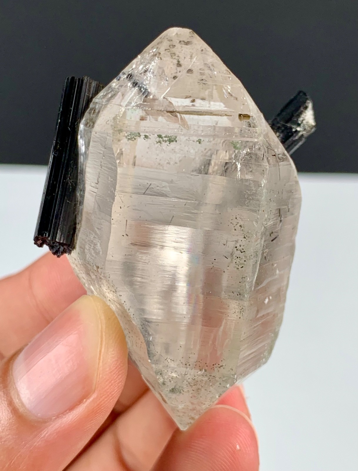 59 Gram Nice DT Clear Quartz With Tourmaline Combo From Skardu Pakistan.