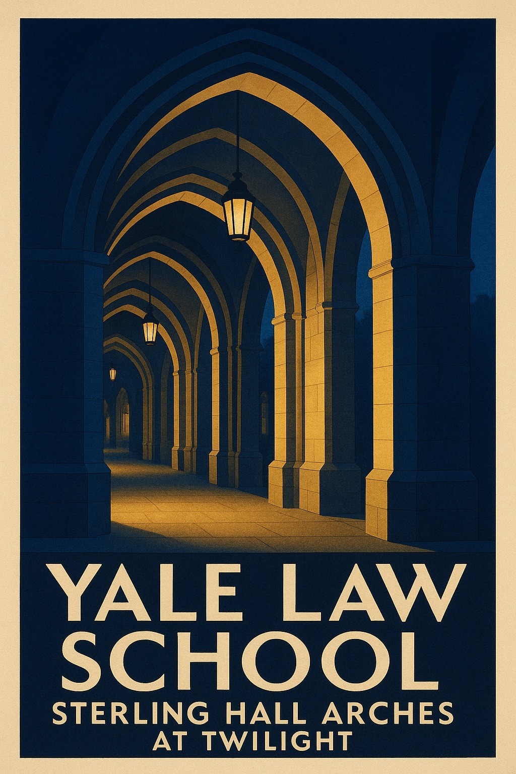 🎓 Yale Law School Poster - Sterling Hall Arches at Twilight 🌟 24x36”