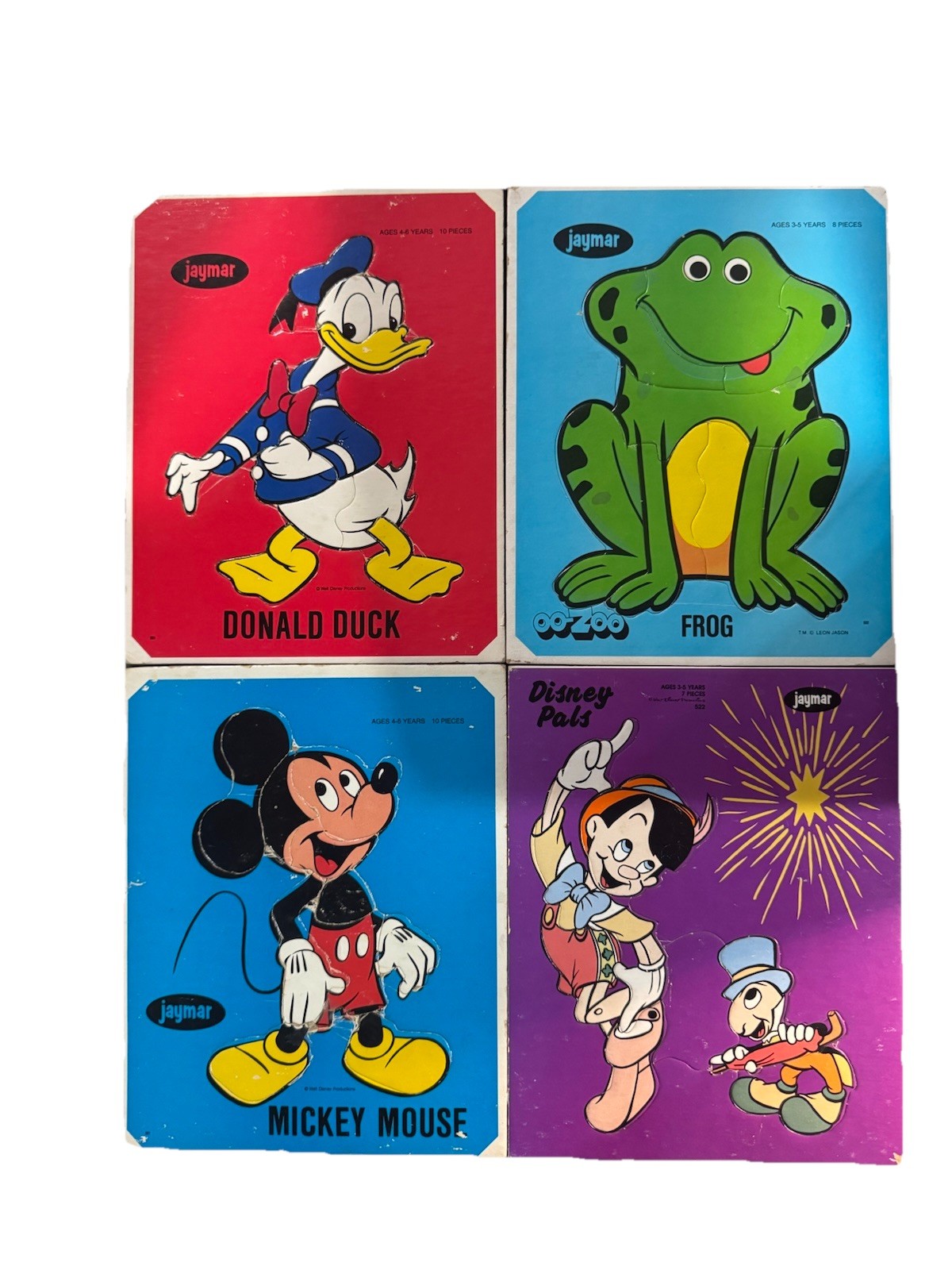 4 Vintage Disney Jaymar Donald Duck, Mickey Mouse, Pinocchio Puzzles 1980’s 4 Vintage Disney Jaymar Donald Duck, Mickey Mouse, Pinocchio Puzzles 1980’s
