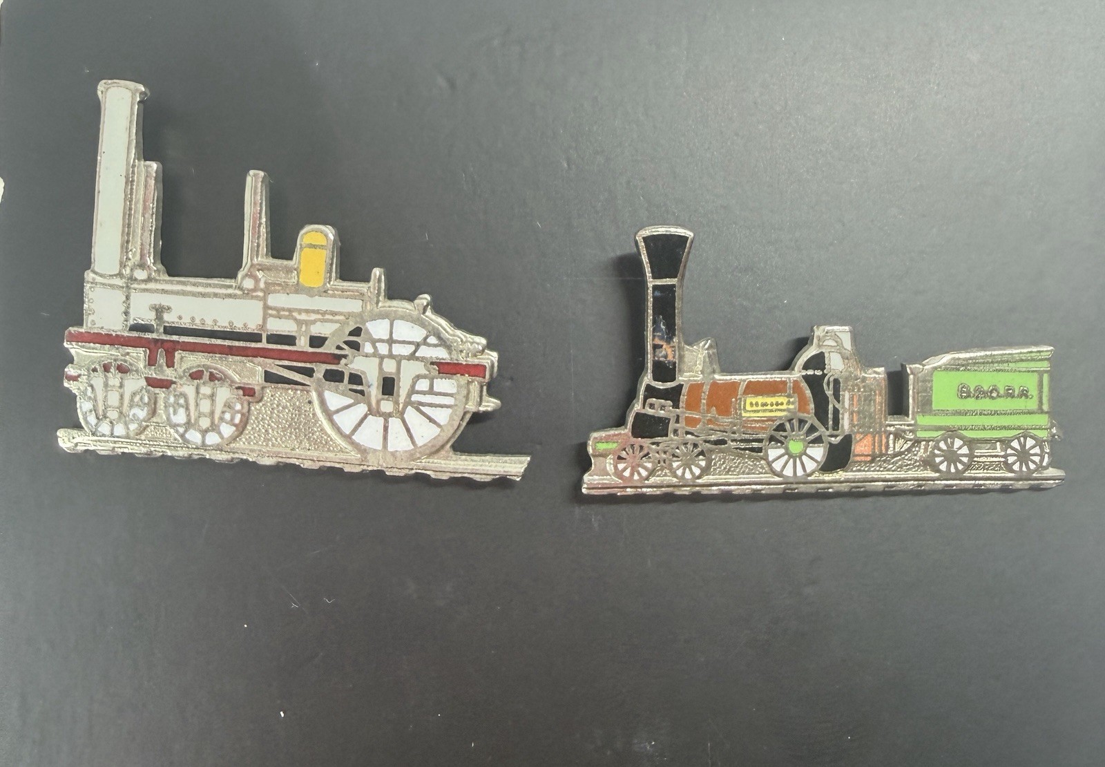 2 Vtg Steam Locomotive Train Lapel Pins - Coal Tender B.&O.R.R. / Jervis 4-2-0 2 Vtg Steam Locomotive Train Lapel Pins - Coal Tender B.&O.R.R. / Jervis 4-2-0