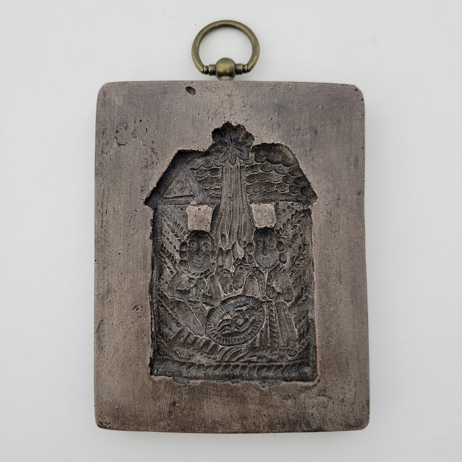 Vintage Laxa Family Wall Hanging Butter Cookie Mold Nativity 6.5