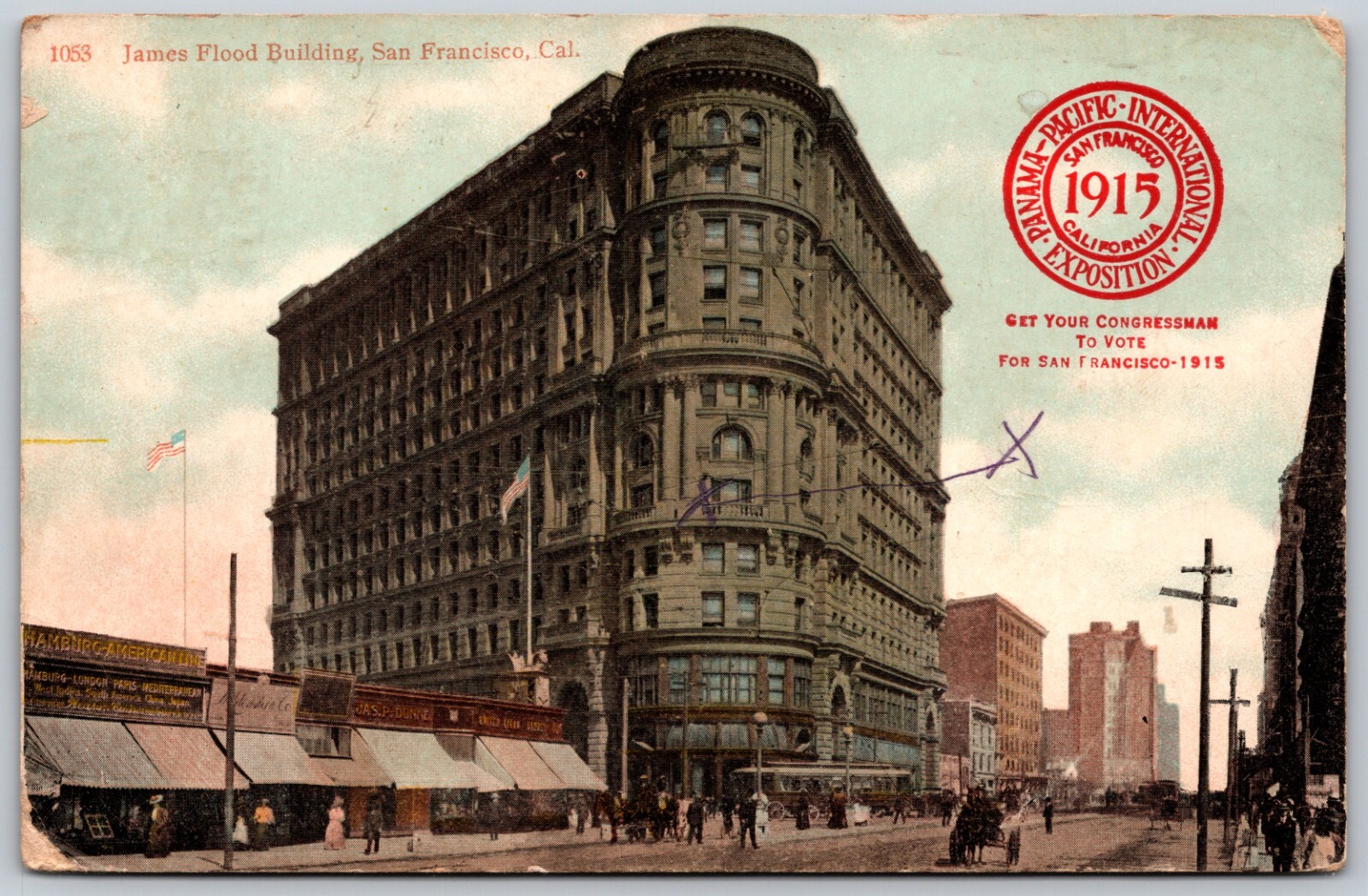 c1910 James Flood Building San Francisco California ANTIQUE Postcard 2448