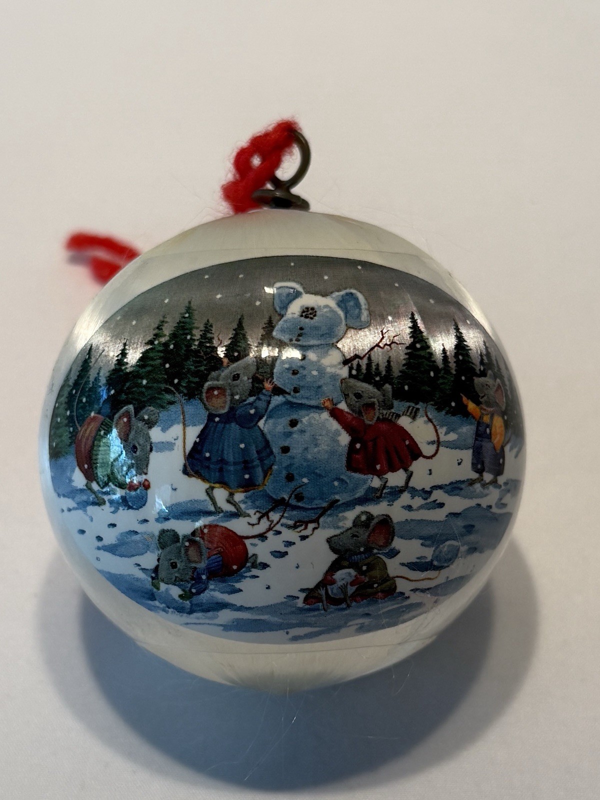 Vintage Currier & Ives Silk Ornament Chris-Mouse and The Snow Mouse CHRISTMAS