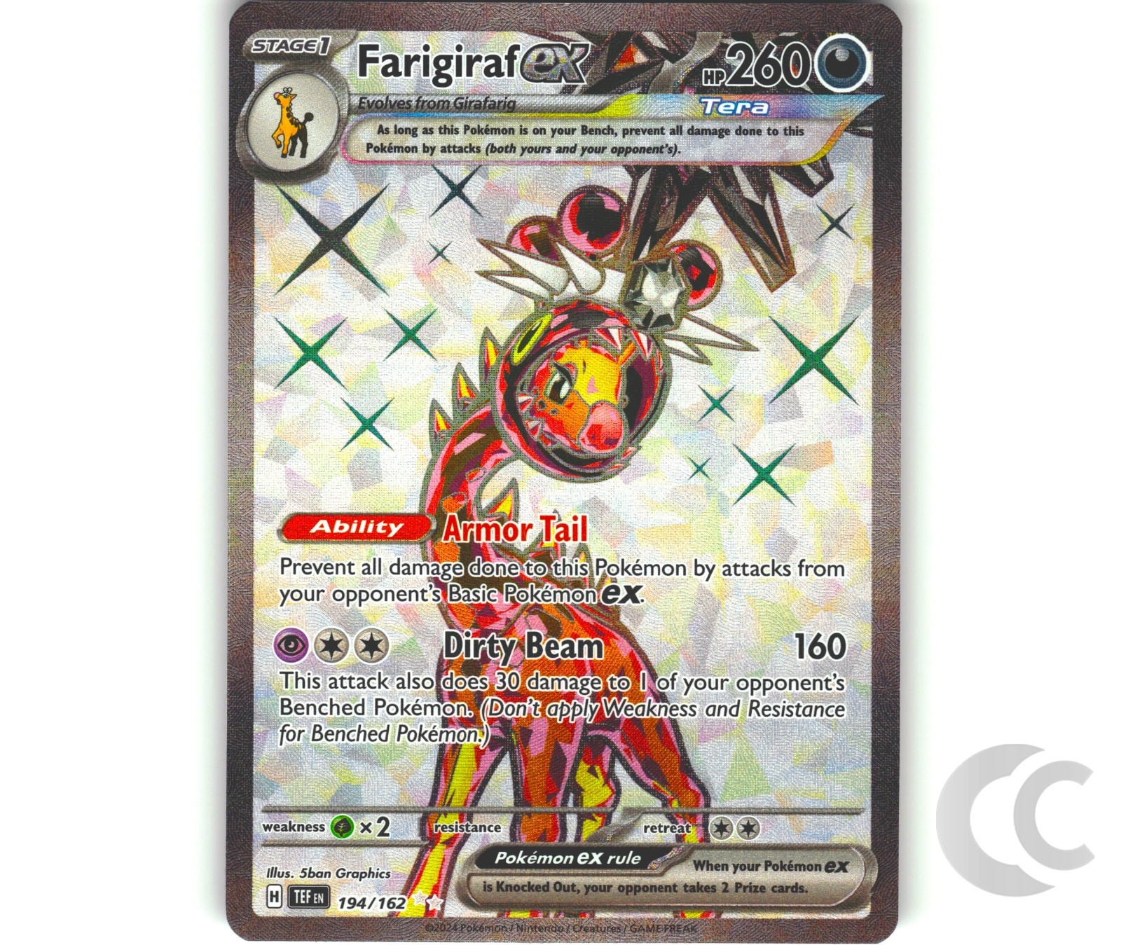 Farigiraf EX 194/162 Scarlet & Violet - Ultra Rare Pokemon TCG English NM