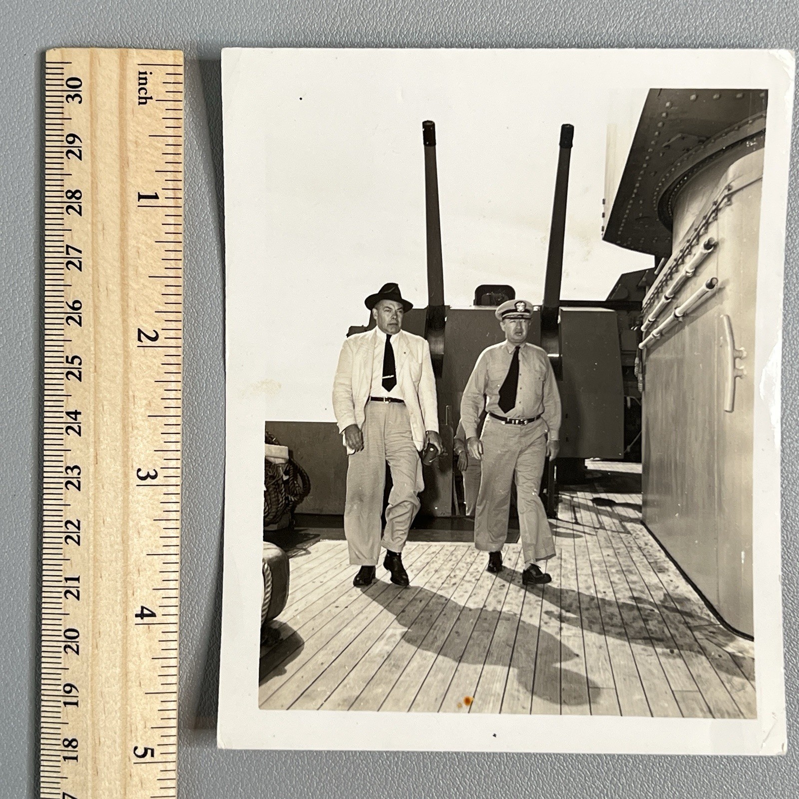 Vtg 1950s Admiral Jocko Clark 7th Fleet Navy Relief Battleship Korean War Photo