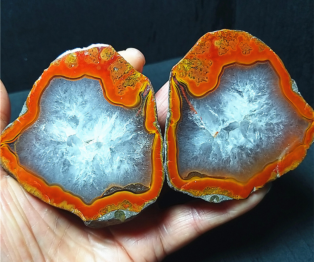 RARE 1 pair 331.3g Natural Warring States Red Agate stone Healing A2738
