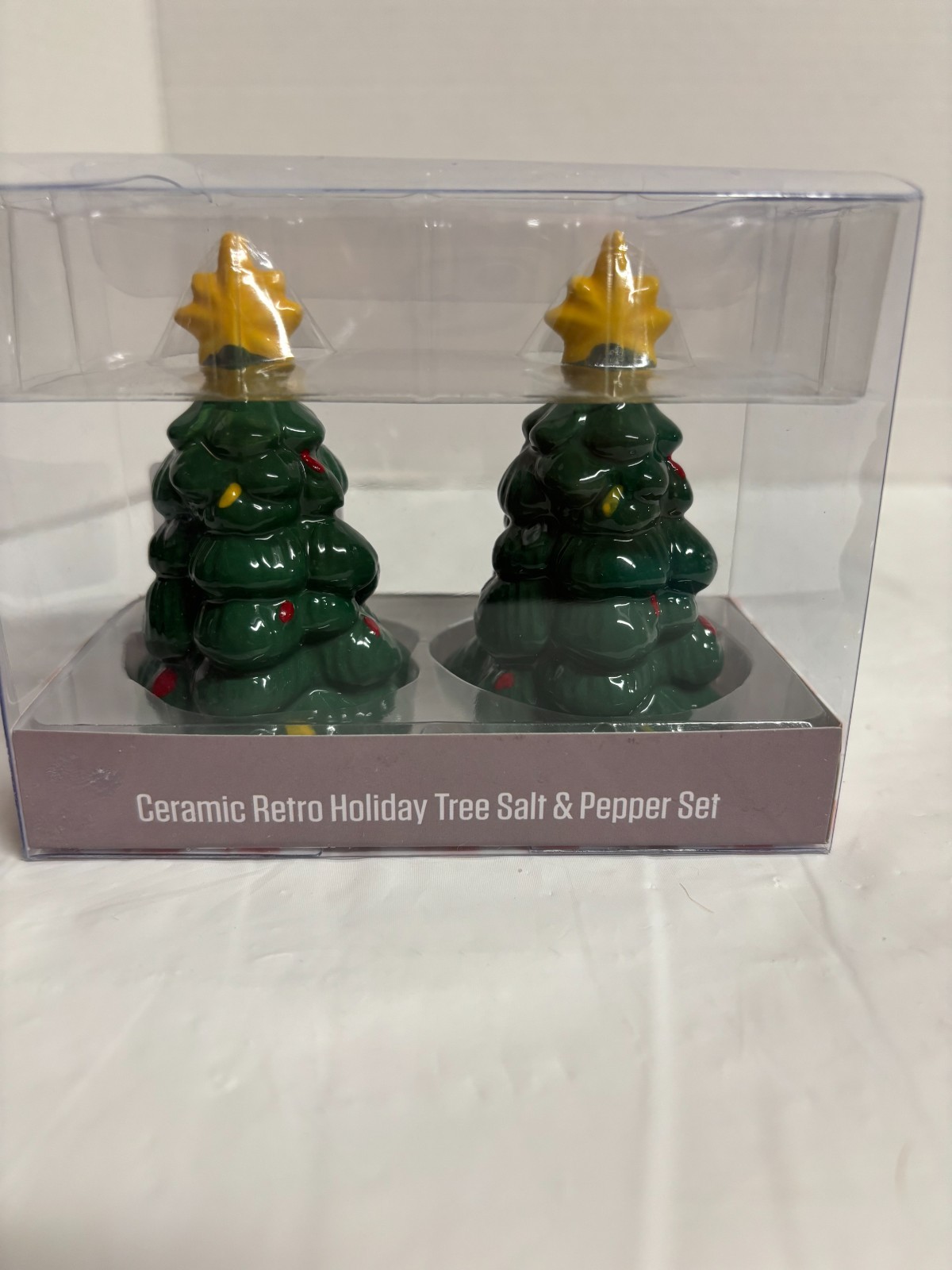 Thirstystone Ceramic Christmas Tree Salt & Pepper Shakers Set NEW in Box